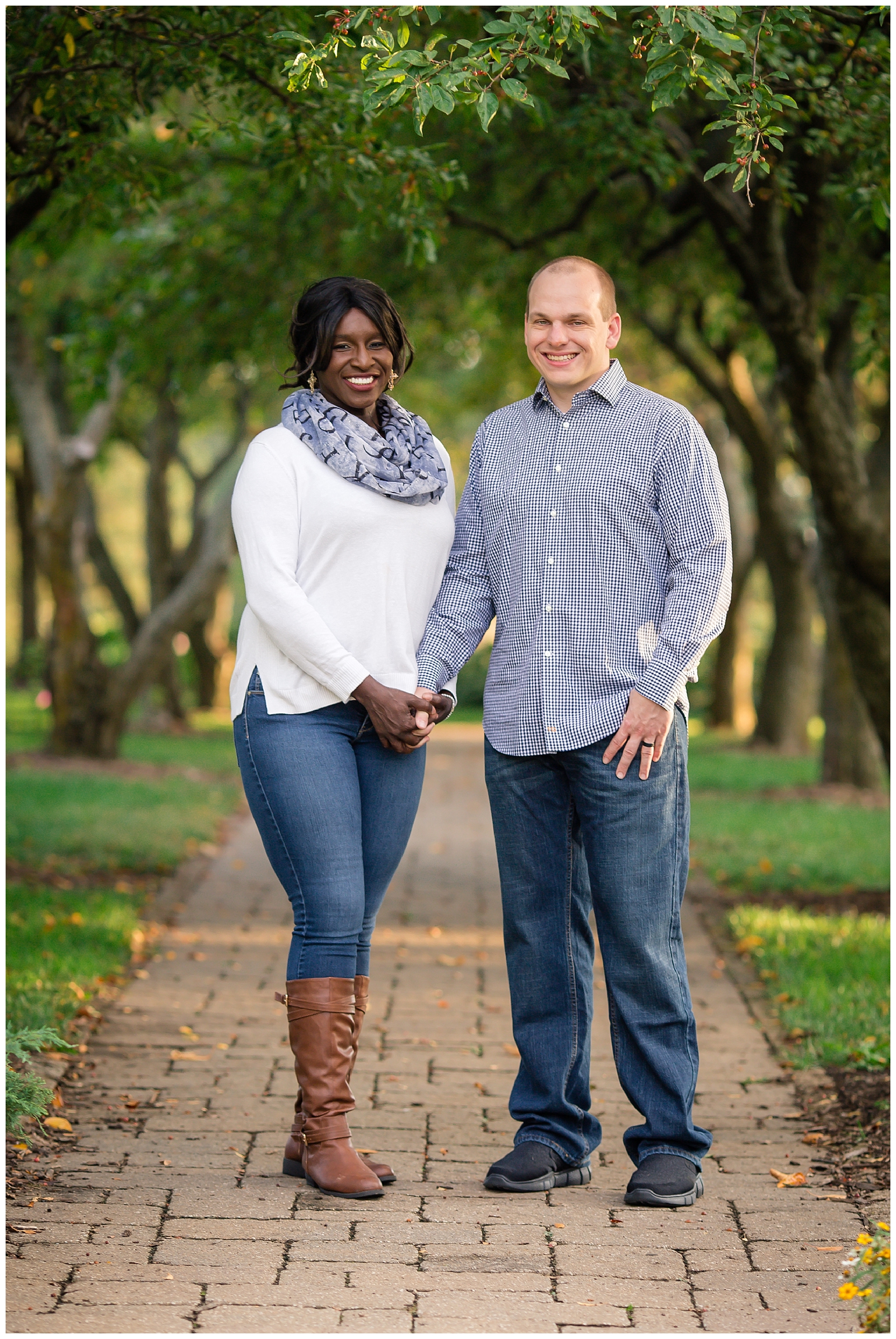 Engagement photography at Lake Shawnee in Topeka, Kansas, by Kansas City wedding photographers Wisdom-Watson Weddings.