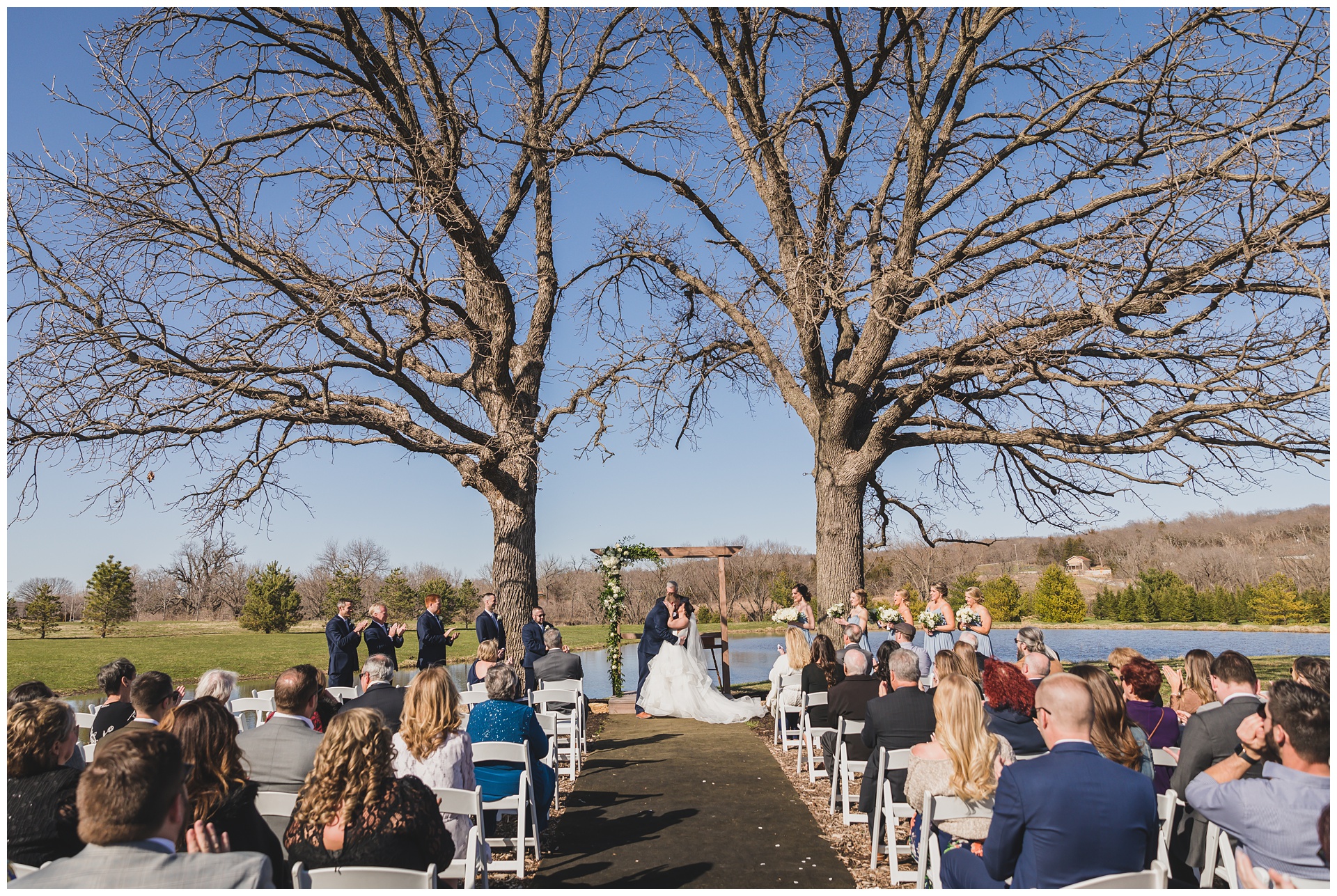 Wedding photography at Cedar Valley Forest in De Soto, Kansas, by Kansas City wedding photographers Wisdom-Watson Weddings.