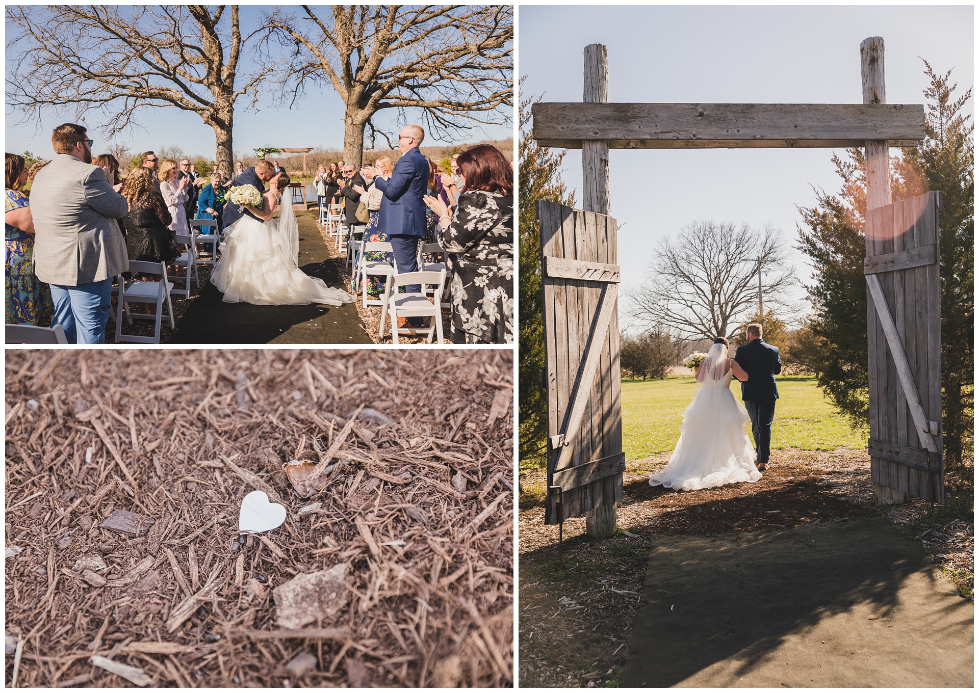 Wedding photography at Cedar Valley Forest in De Soto, Kansas, by Kansas City wedding photographers Wisdom-Watson Weddings.