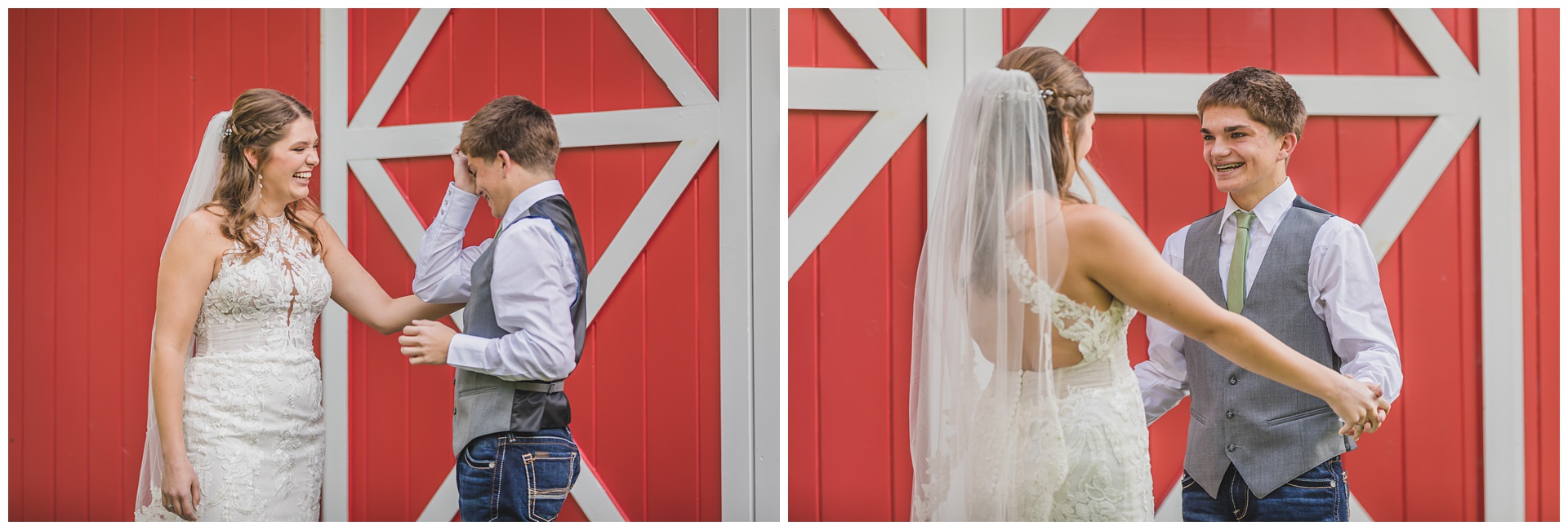 Wedding photography at Emma Creek Barn in Hesston, Kansas, by Kansas City wedding photographers Wisdom-Watson Weddings.