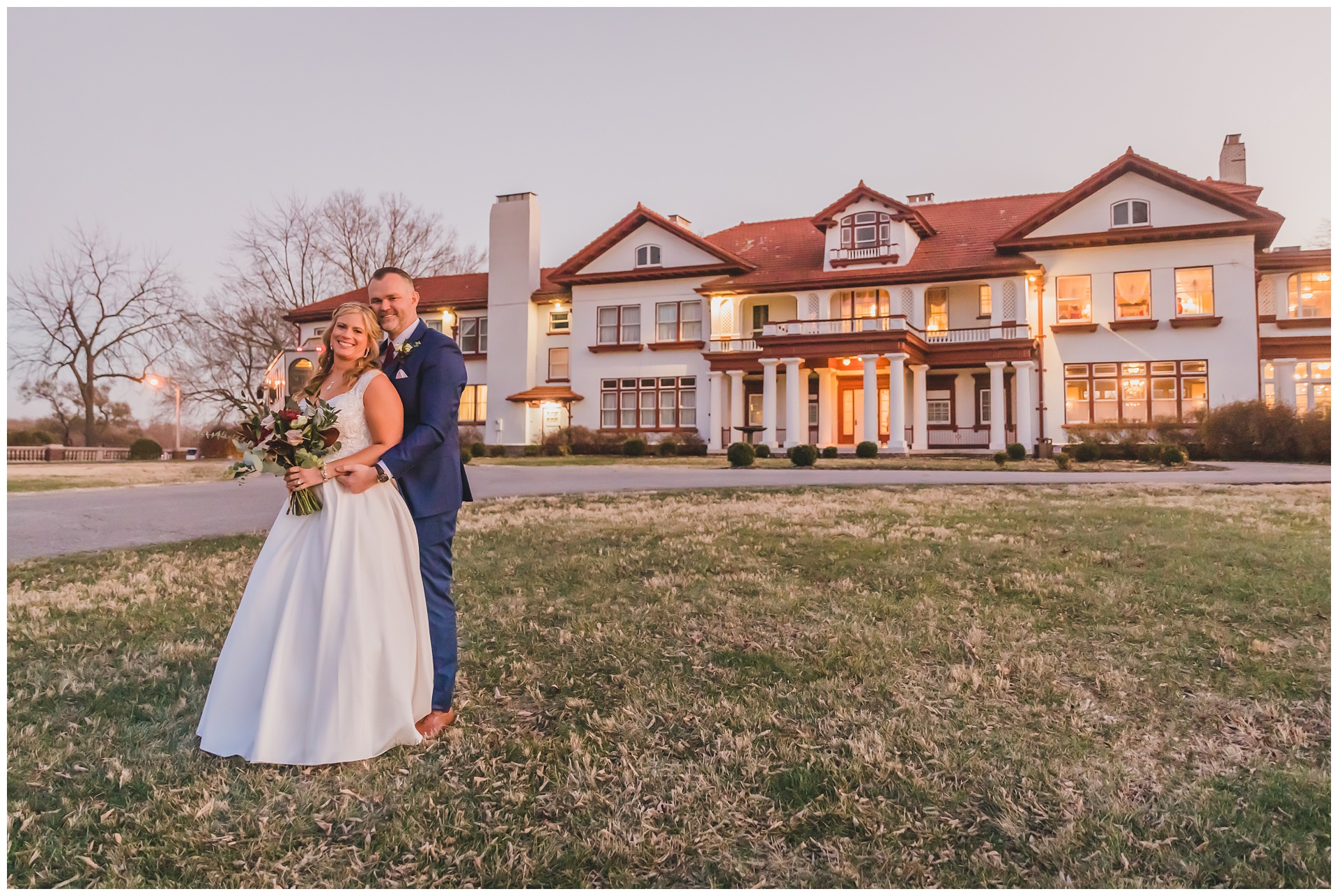 Wedding photography at The Historic Longview Mansion by Kansas City wedding photographers Wisdom-Watson Weddings.