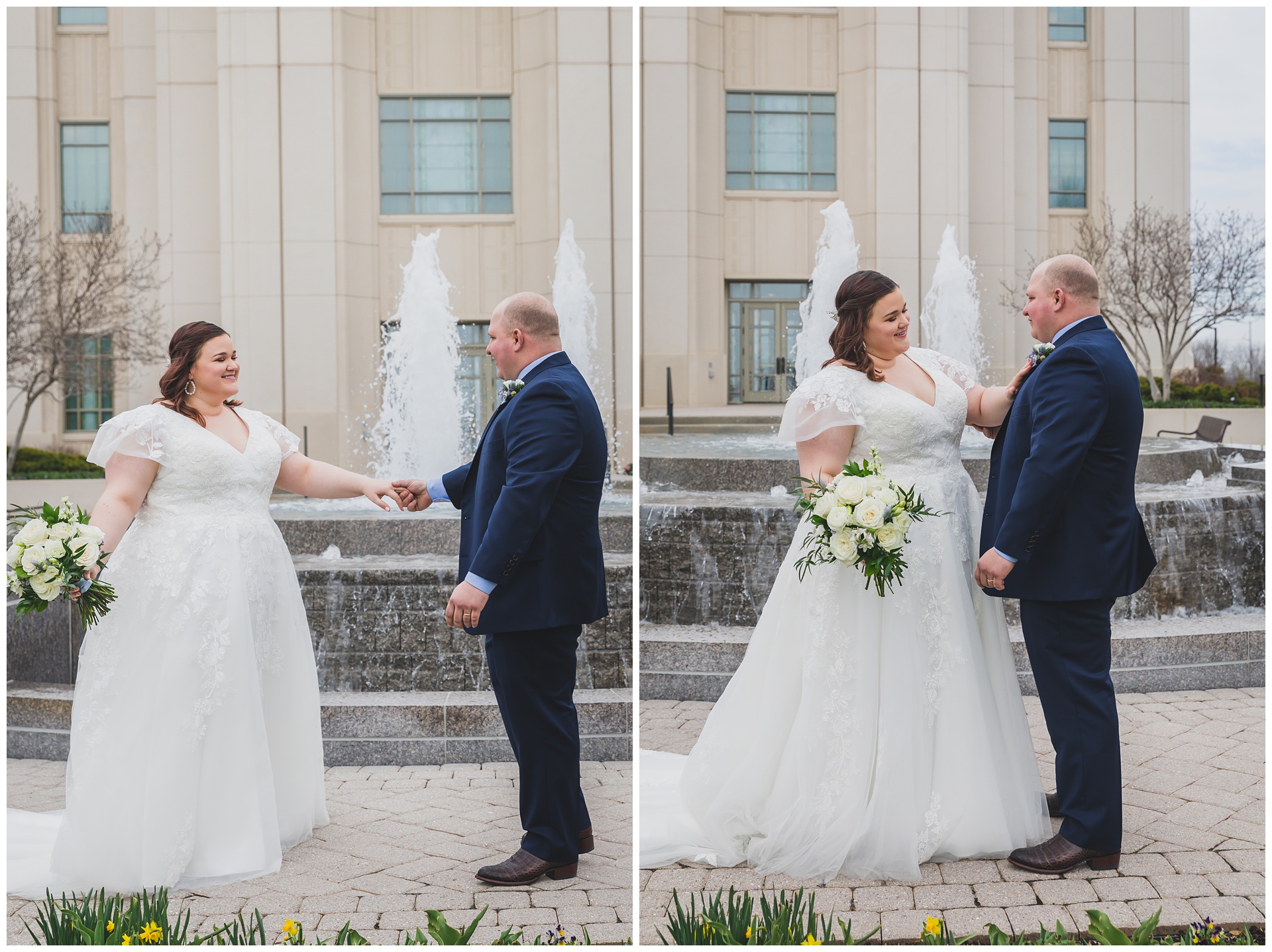Wedding photography at the LDS Temple and Pinstripes by Kansas City wedding photographers Wisdom-Watson Weddings.