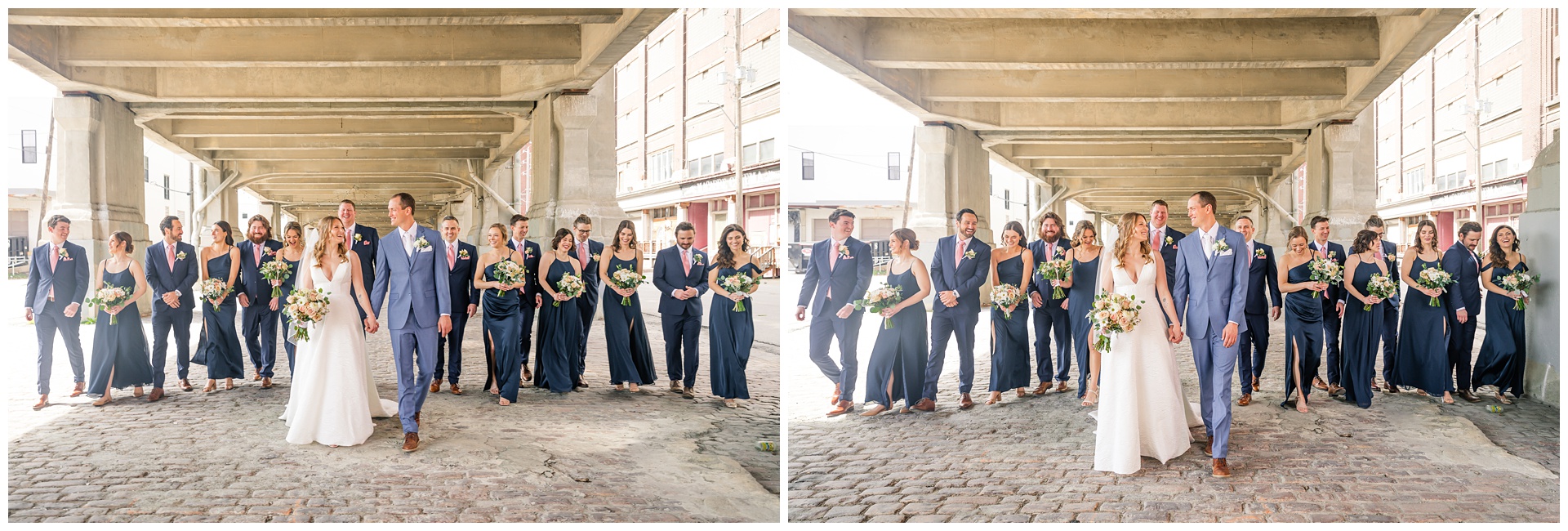 Wedding photography at the 12th Street Bridge by Kansas City wedding photographers Wisdom-Watson Weddings.