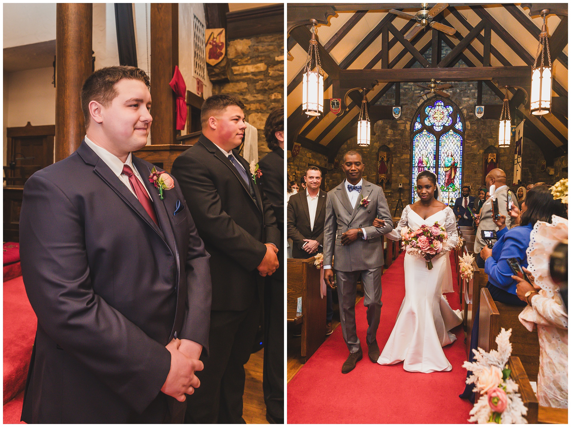 Wedding photography at St. Luke's Episcopal Church in Excelsior Springs, Missouri, by Kansas City wedding photographers Wisdom-Watson Weddings.