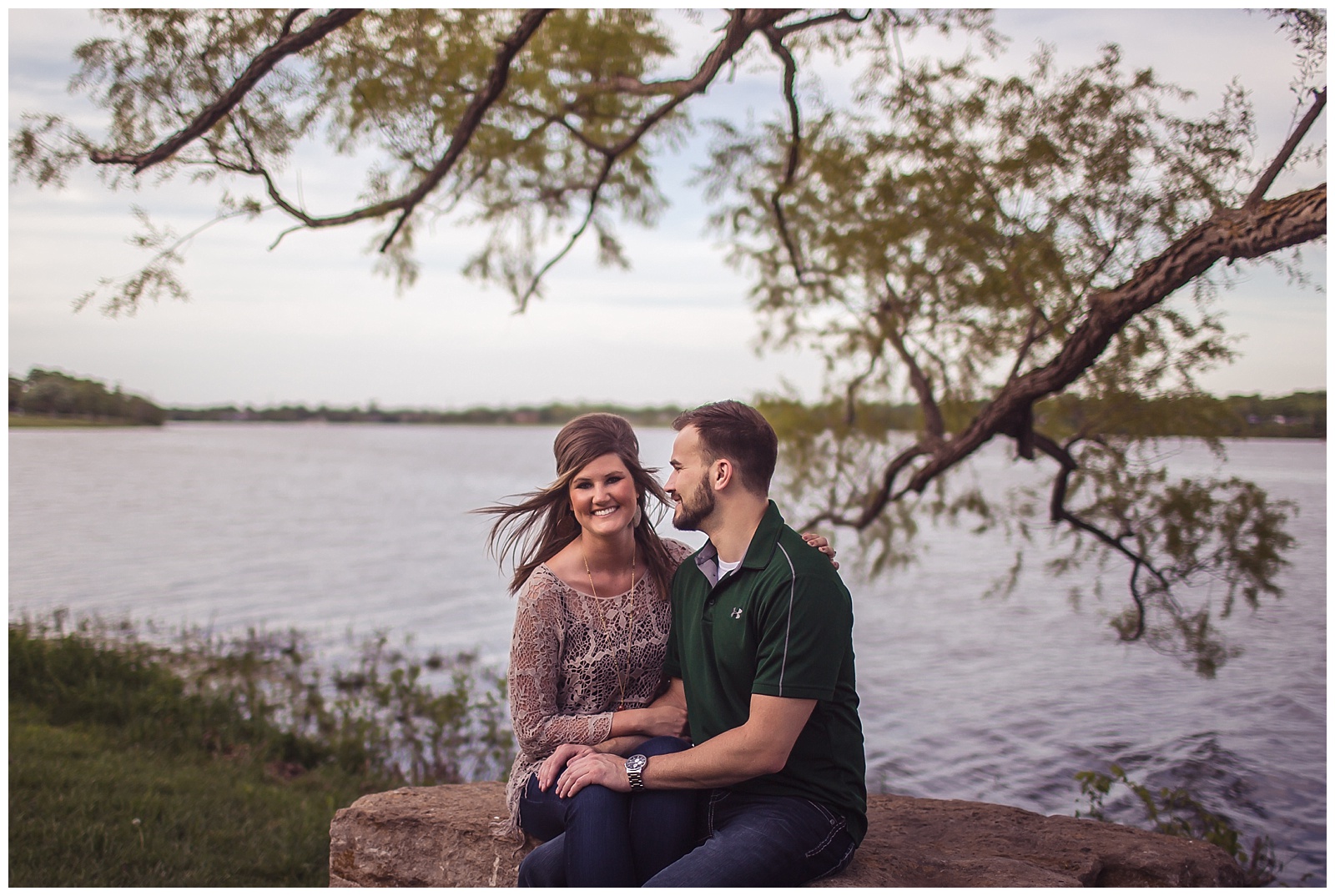 An engagement session at Lake Shawnee in Topeka, Kansas.