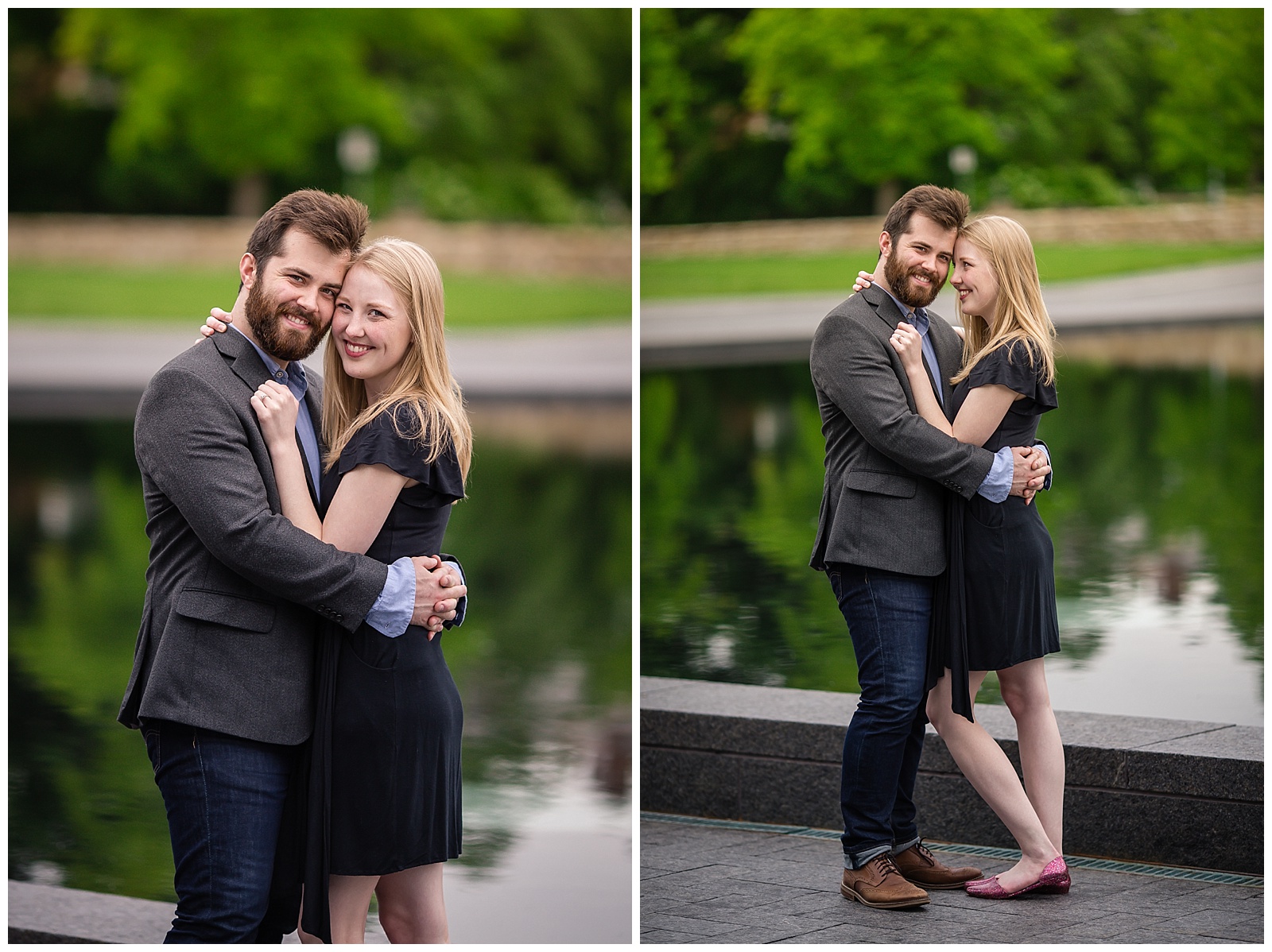 An engagement session at the Nelson-Atkins Museum of Art in Kansas City.