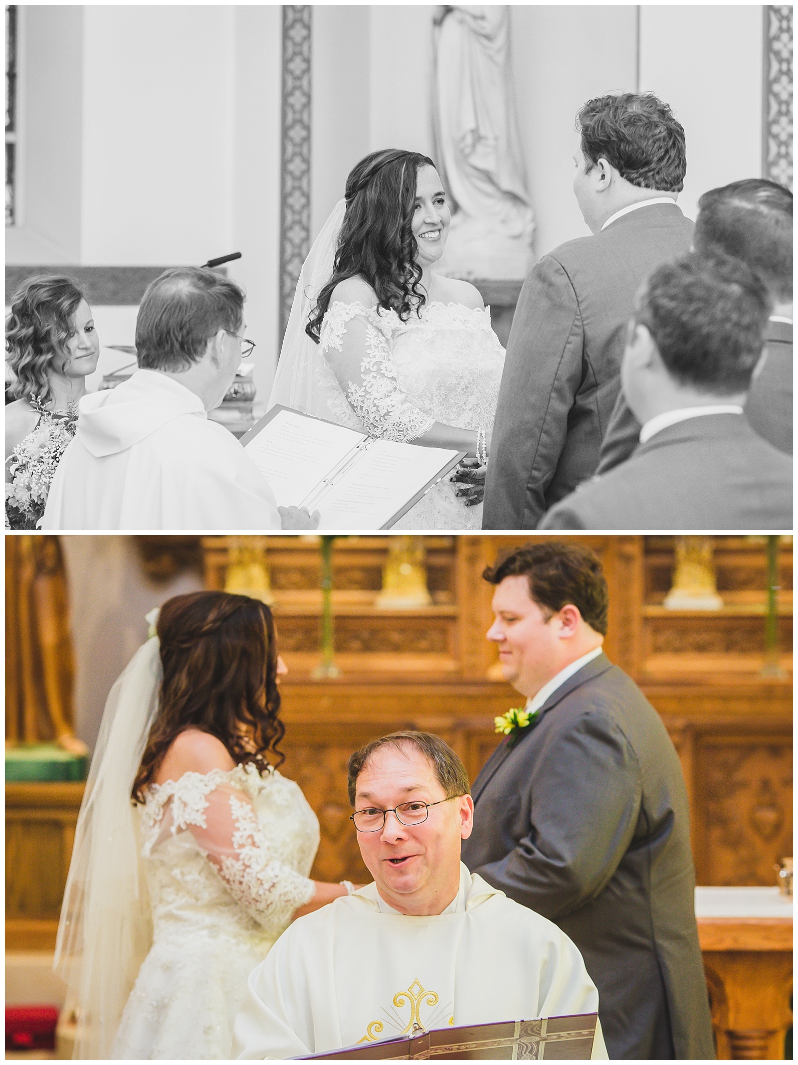 Wedding photography at Holy Trinity Catholic Church in Weston, Missouri.