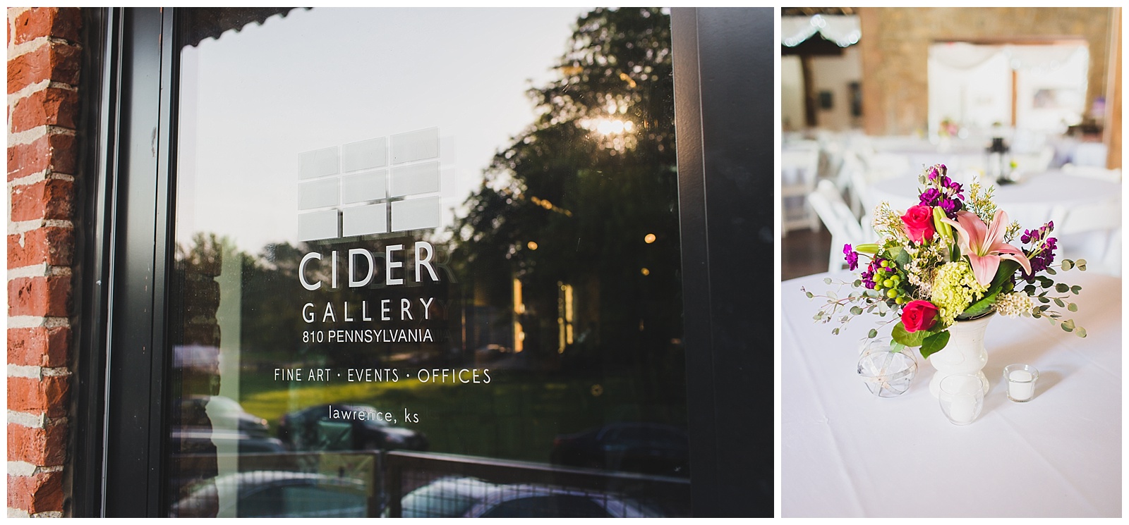 Wedding photography at the Cider Gallery in Lawrence, Kansas.