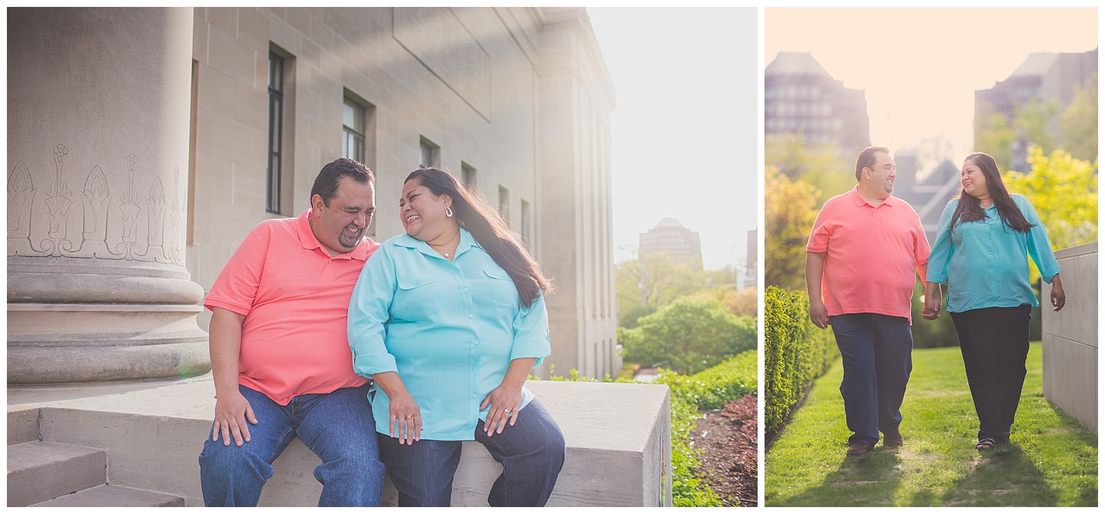 An engagement session at the Nelson-Atkins Museum of Art in Kansas City.