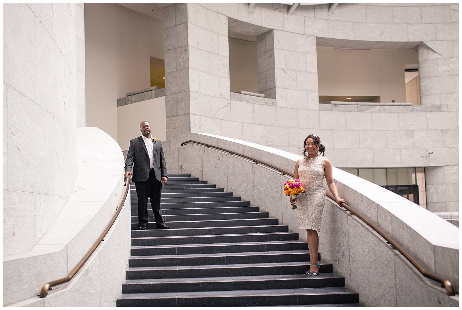 Elopement photography at the Charles Evans Whittaker United States Courthouse in Kansas City.