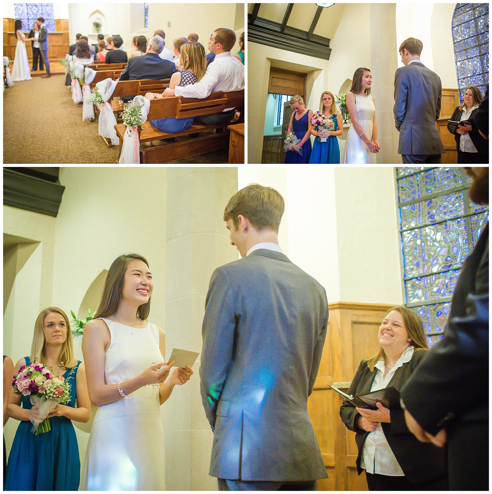 Wedding photography at Danforth Chapel at the University of Kansas in Lawrence, Kansas.