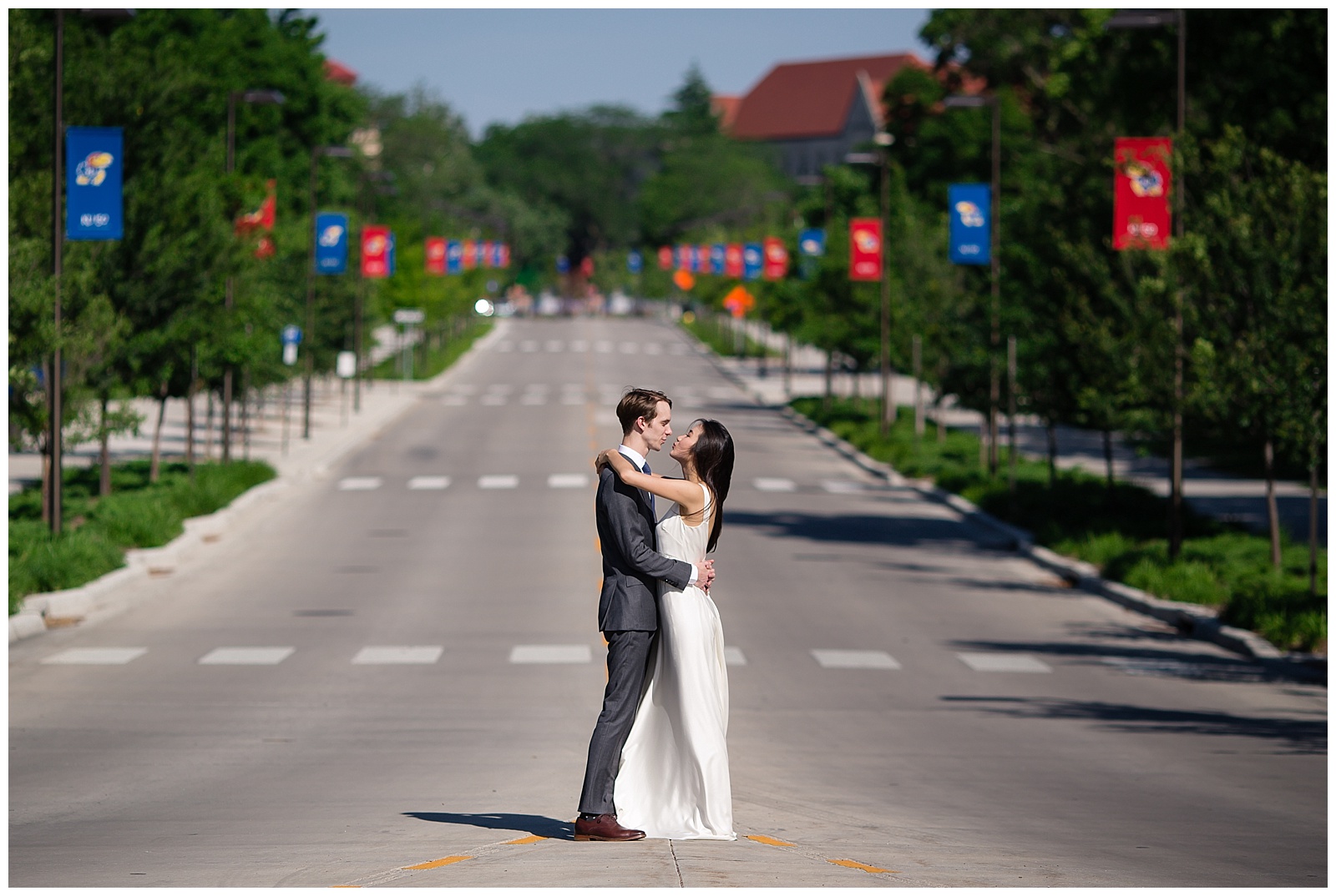 Wedding photography at the University of Kansas in Lawrence, Kansas.
