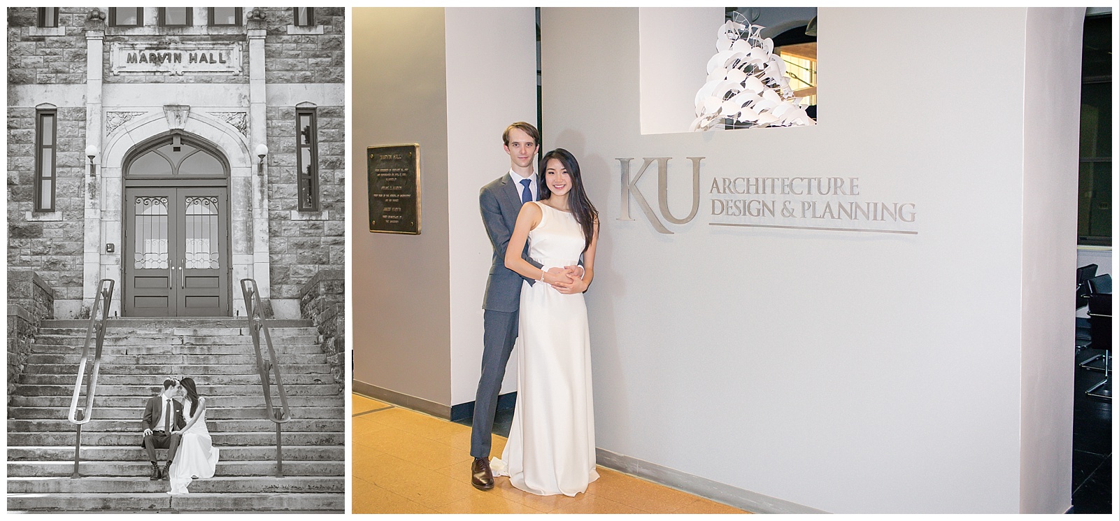 Wedding photography at the University of Kansas in Lawrence, Kansas.