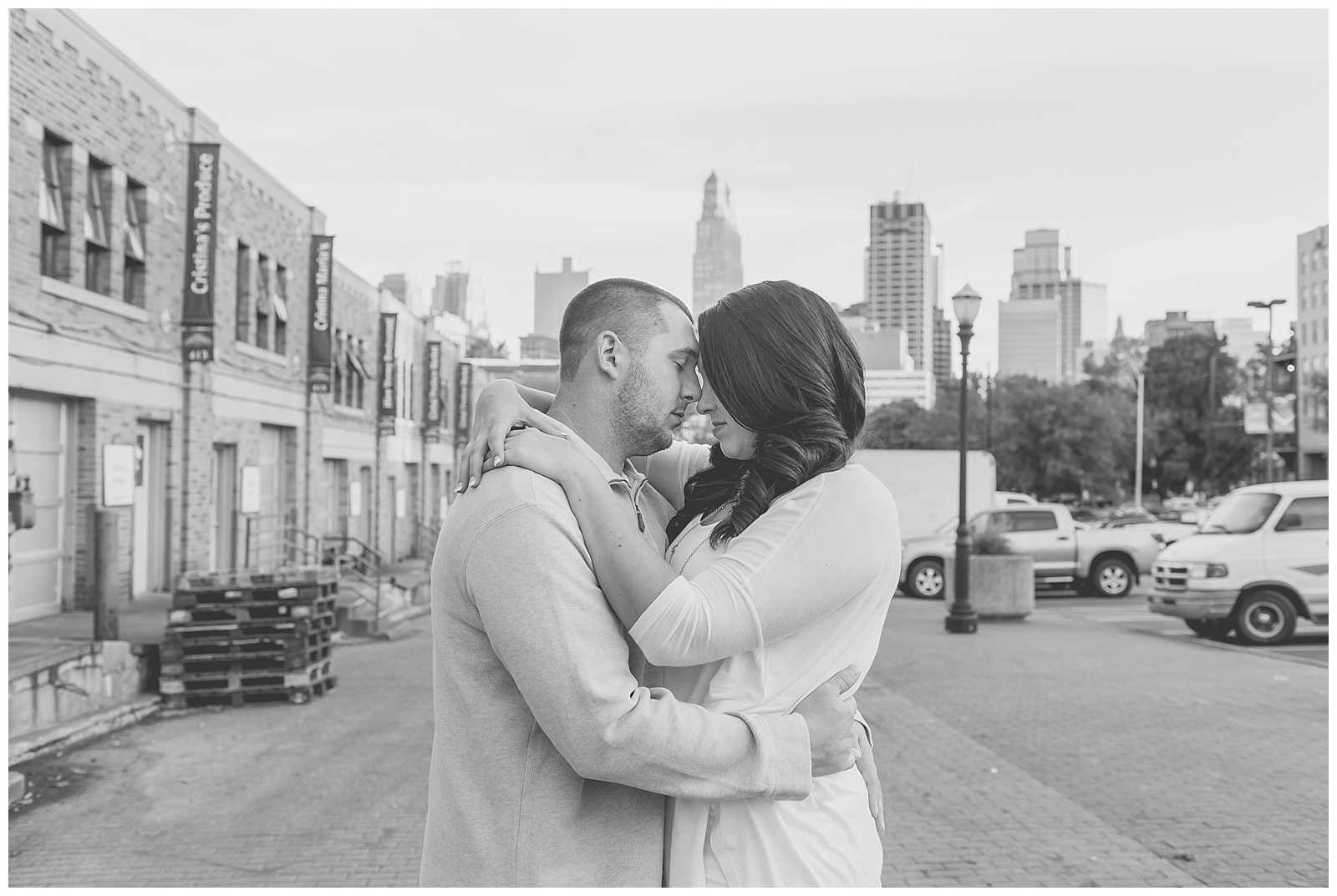 An engagement session in the River Market in Kansas City.