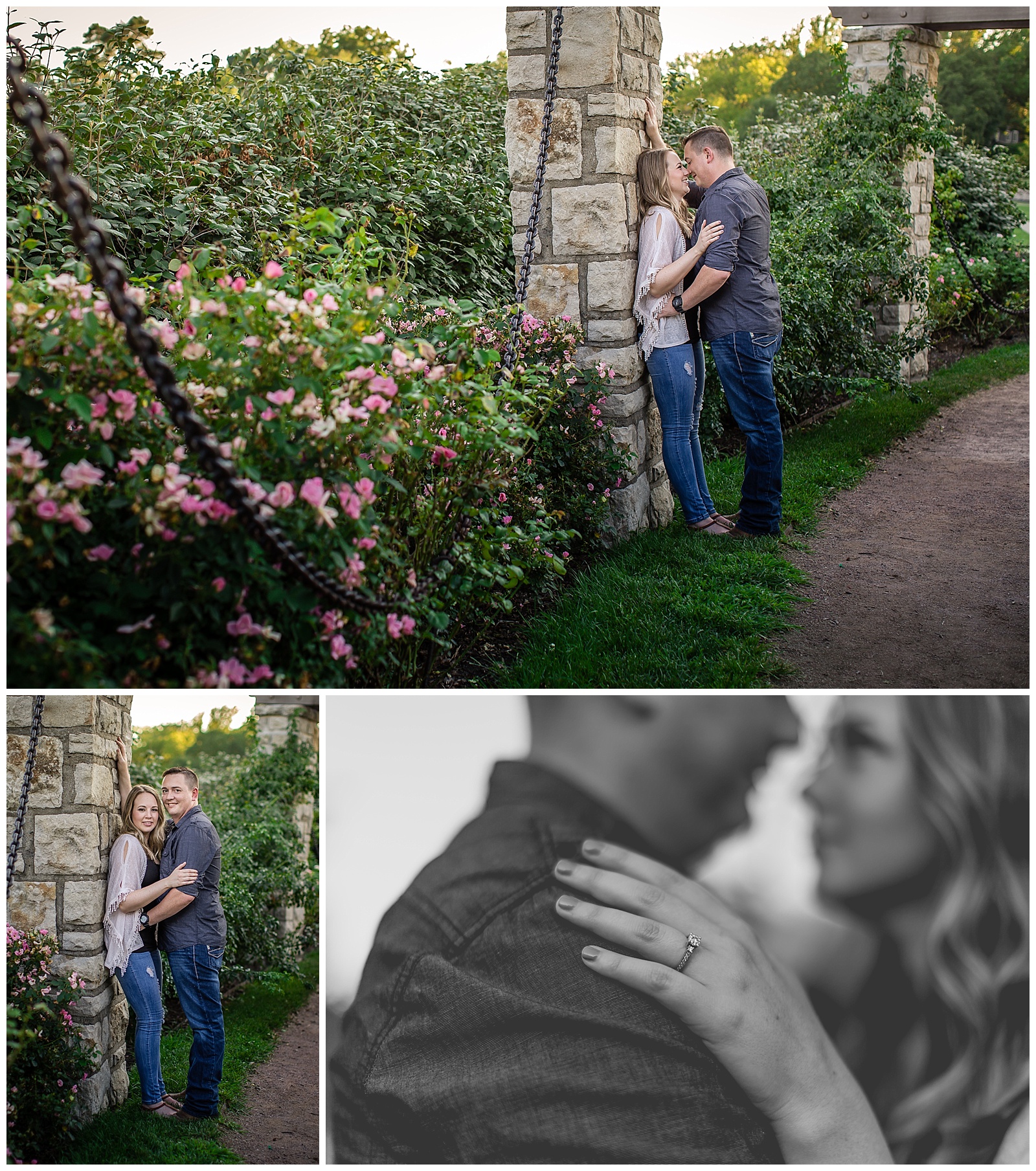 An engagement session at Loose Park in Kansas City.