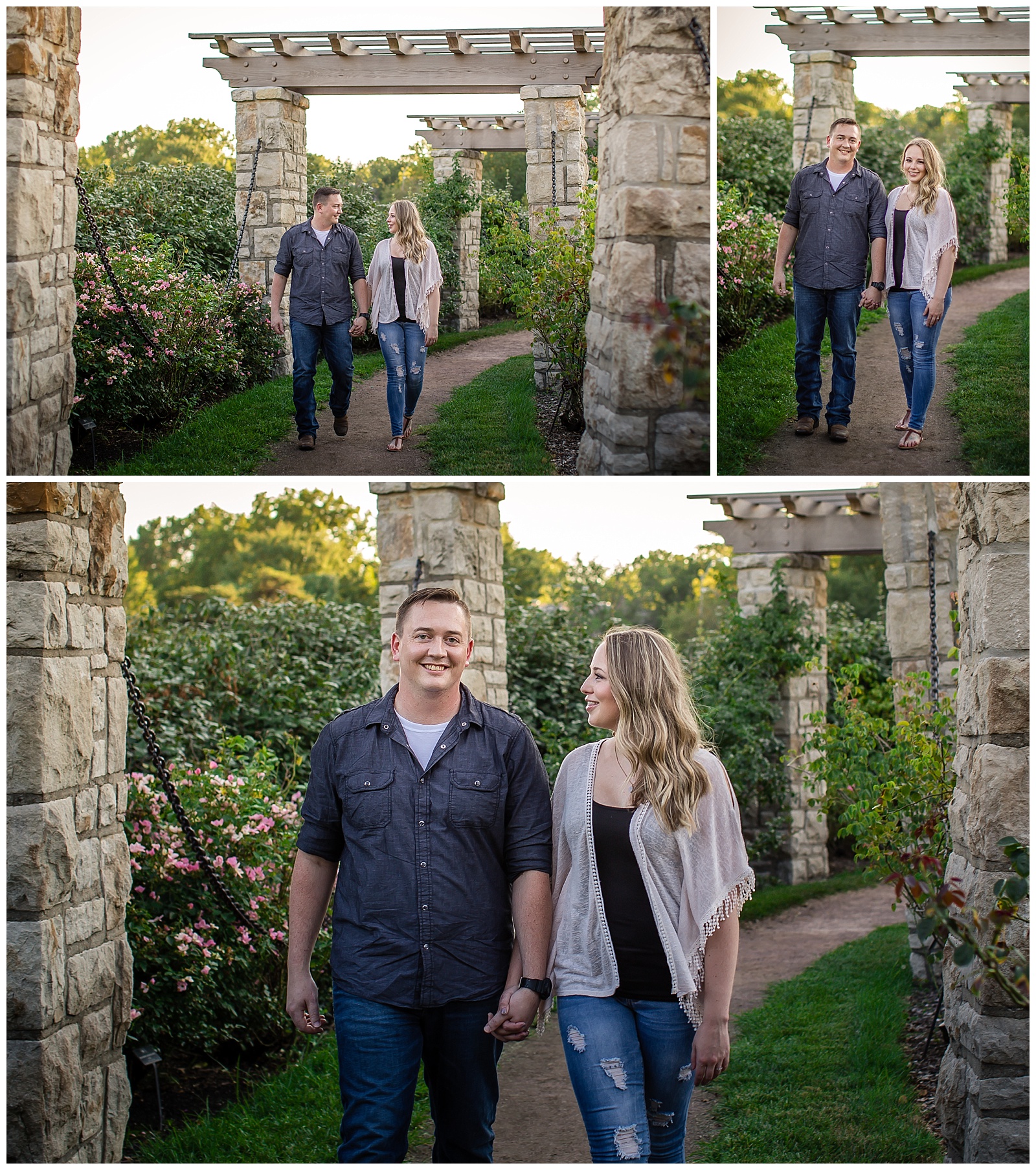 An engagement session at Loose Park in Kansas City.