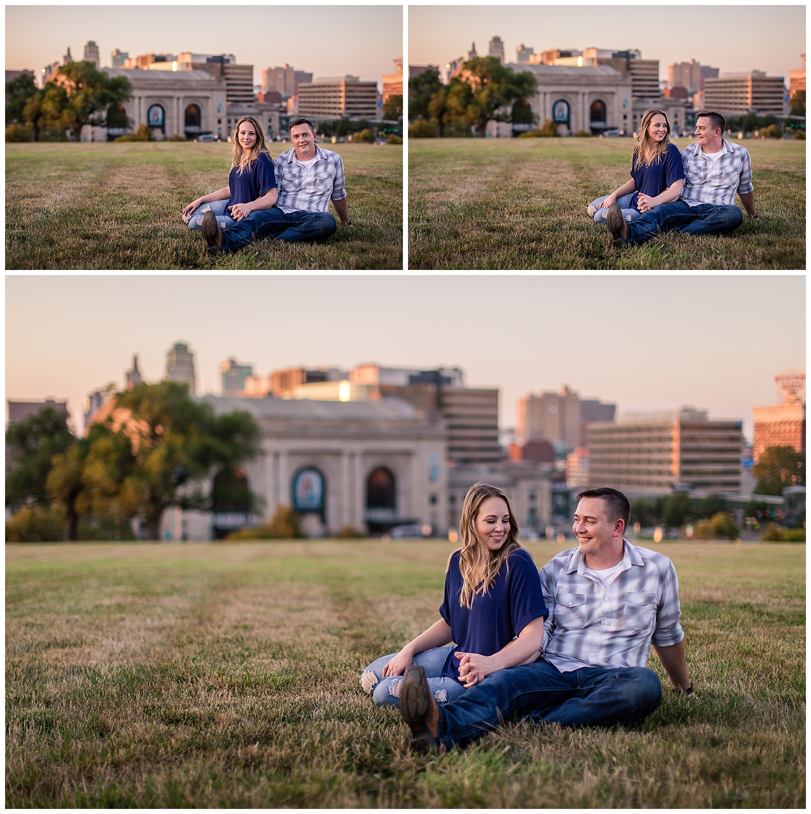 An engagement session at Liberty Memorial in Kansas City.