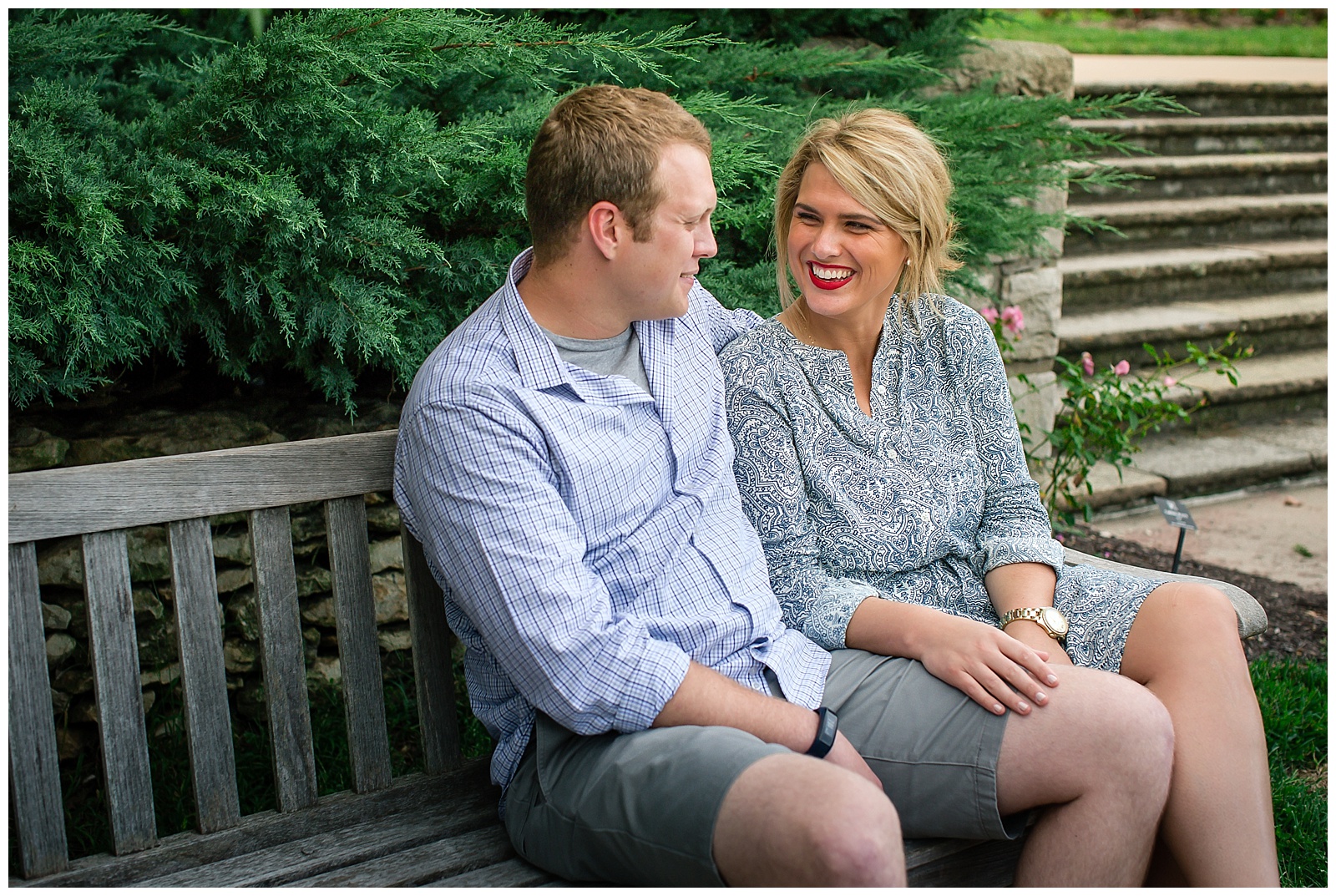 An engagement session in Loose Park in Kansas City.