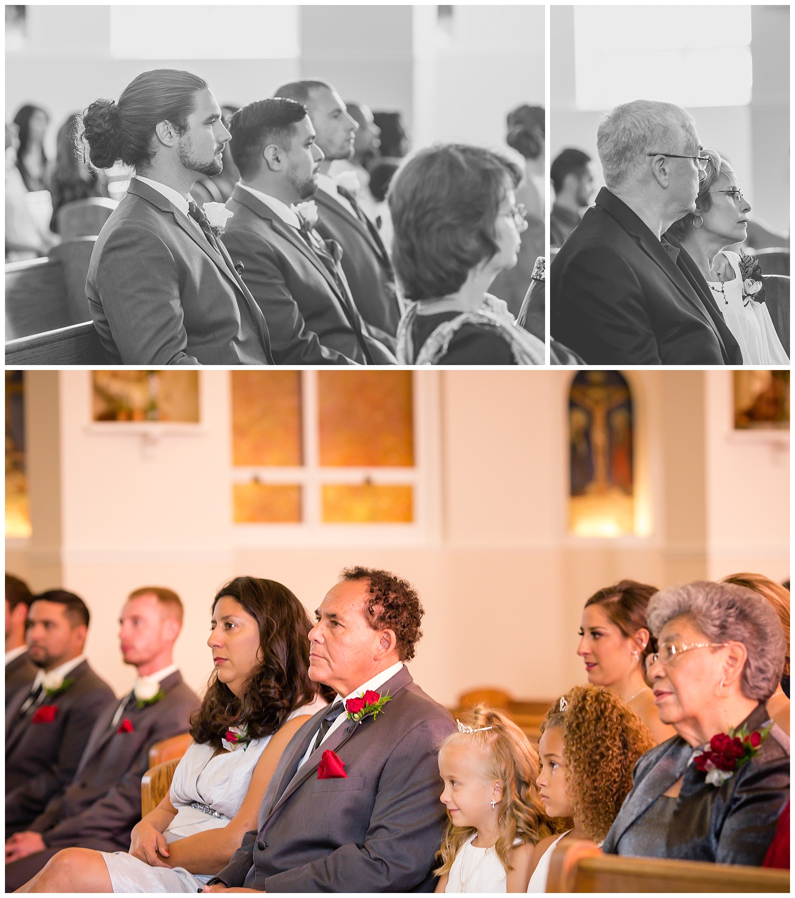 Wedding photography at Our Lady of Guadalupe Catholic Church in Topeka, Kansas.