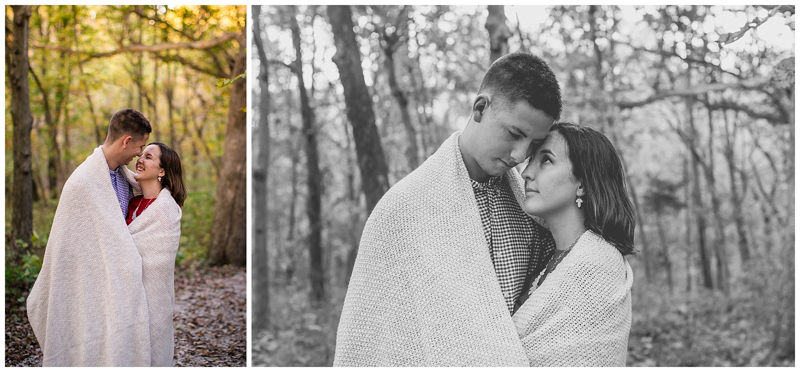 An engagement session at Burr Oak Woods in Blue Springs, Missouri.