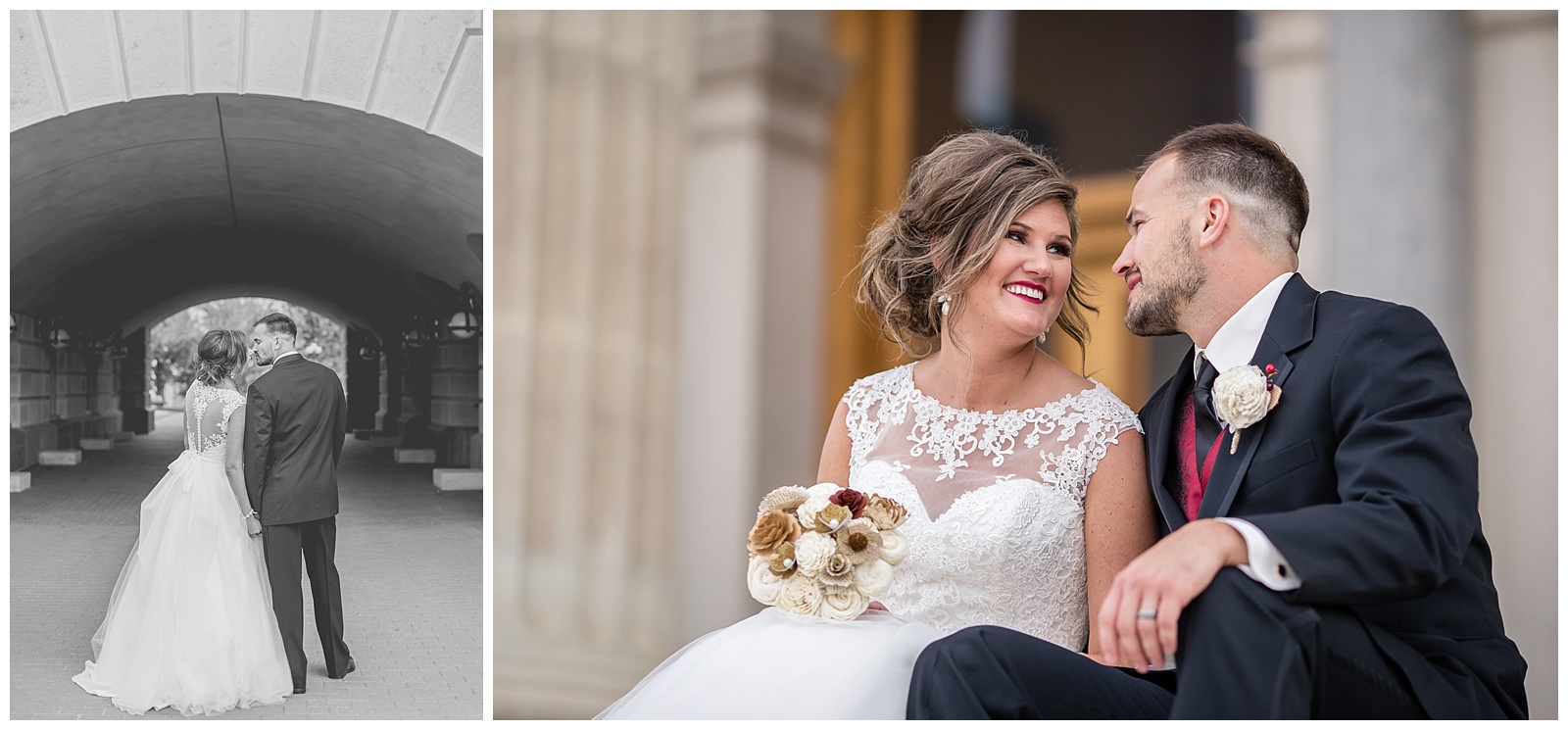Wedding photography at the Kansas State Capitol Building in Topeka.