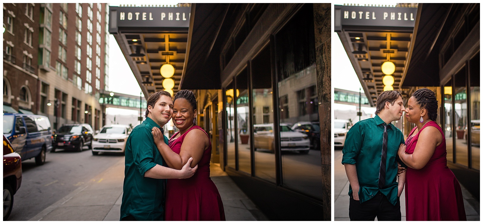 Engagement photography in Kansas City's Power & Light District.