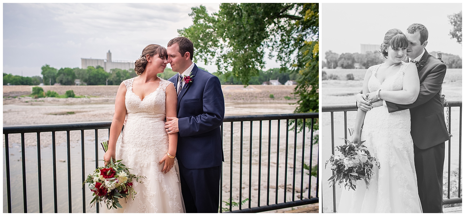 Wedding photography at Abe and Jake's Landing in Lawrence by Kansas City wedding photographers Wisdom-Watson Weddings.