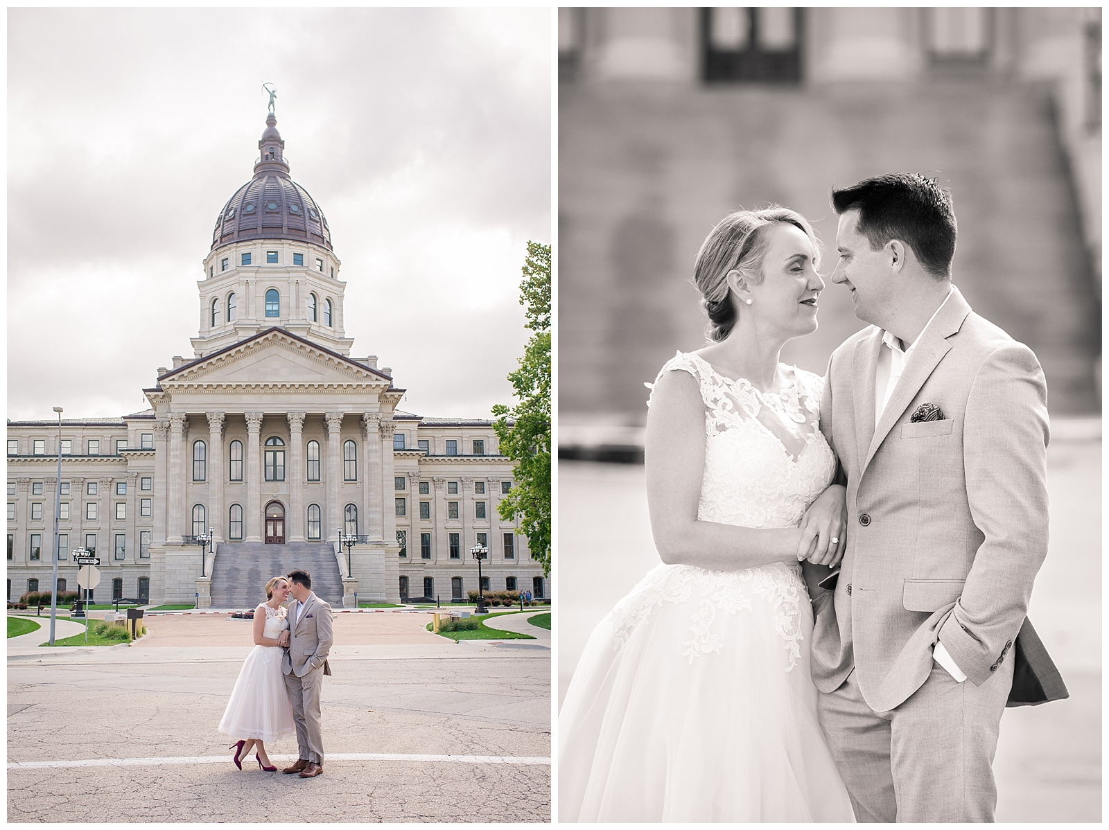 Wedding photography at Dillon House in Topeka, Kansas, by Kansas City wedding photographers Wisdom-Watson Weddings.