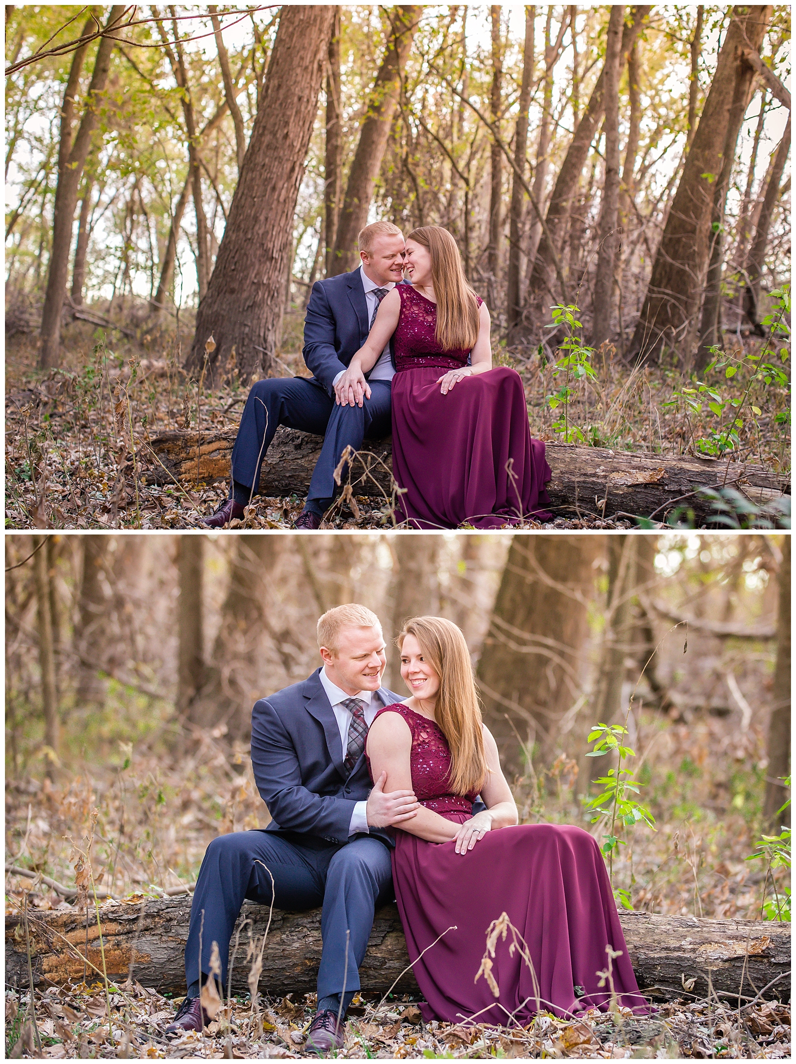 Engagement photography at the Little Blue Trace in Independence, Missouri, by Kansas City wedding photographers Wisdom-Watson Weddings.