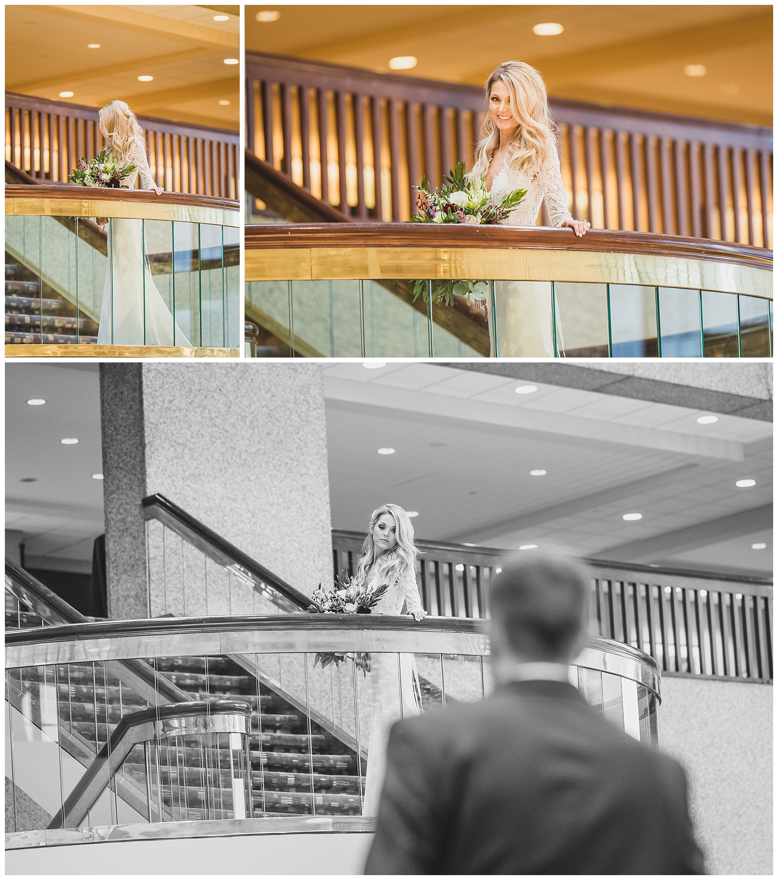Wedding photography at the Sheraton Crown Center by Kansas City wedding photographers Wisdom-Watson Weddings.