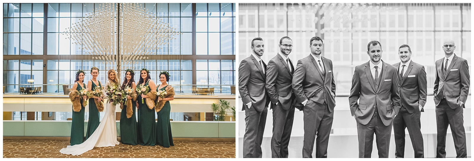 Wedding photography at the Sheraton Crown Center and Union Station by Kansas City wedding photographers Wisdom-Watson Weddings.