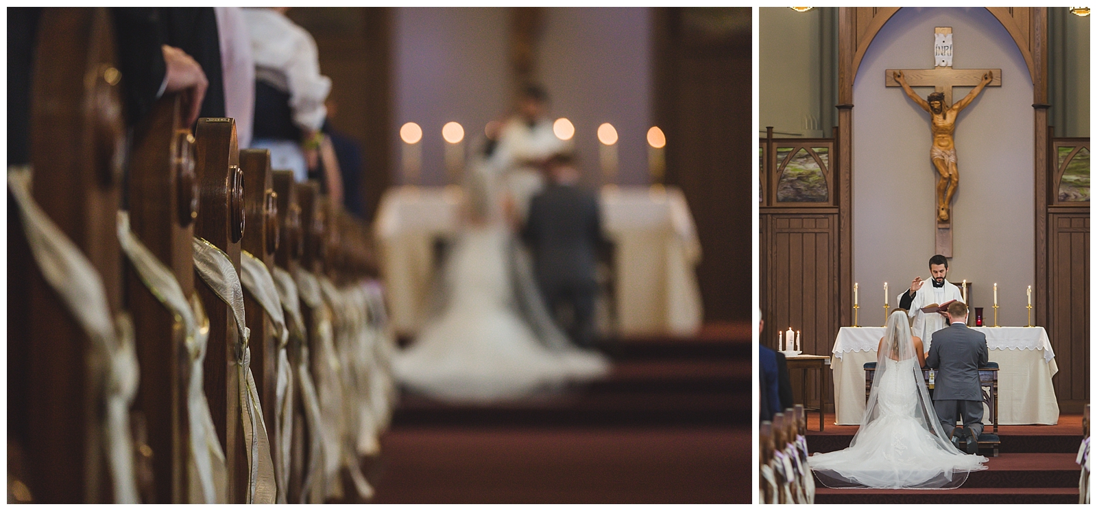 Wedding photography at Guardian Angels Parish by Kansas City wedding photographers Wisdom-Watson Weddings.