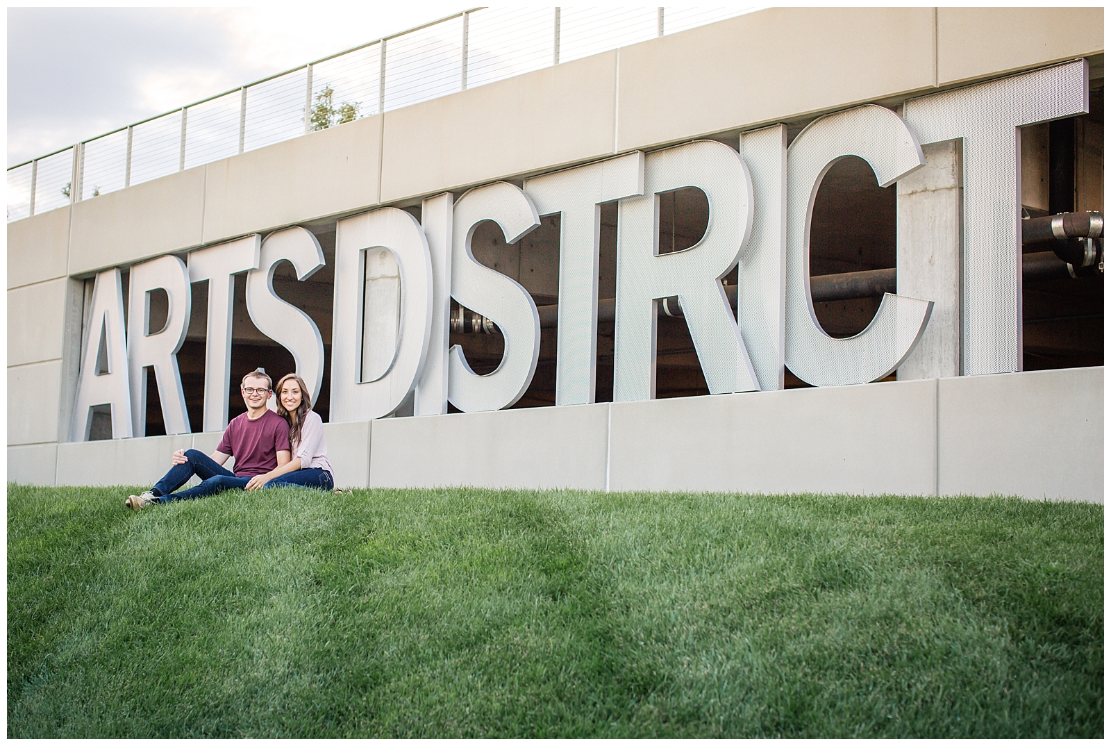 Engagement photography at the Kauffman Center for the Performing Arts and the Crossroads Arts District by Kansas City wedding photographers Wisdom-Watson Weddings.