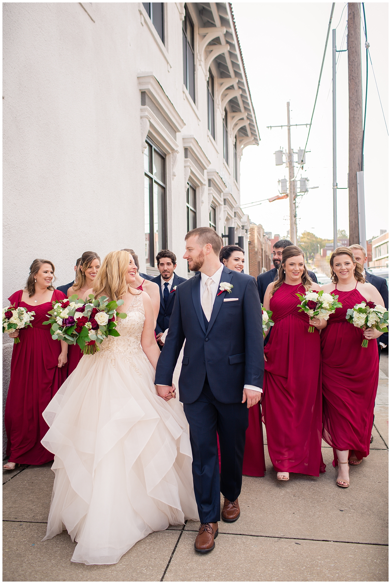 Wedding photography in the Crossroads Arts District by Kansas City wedding photographers Wisdom-Watson Weddings.