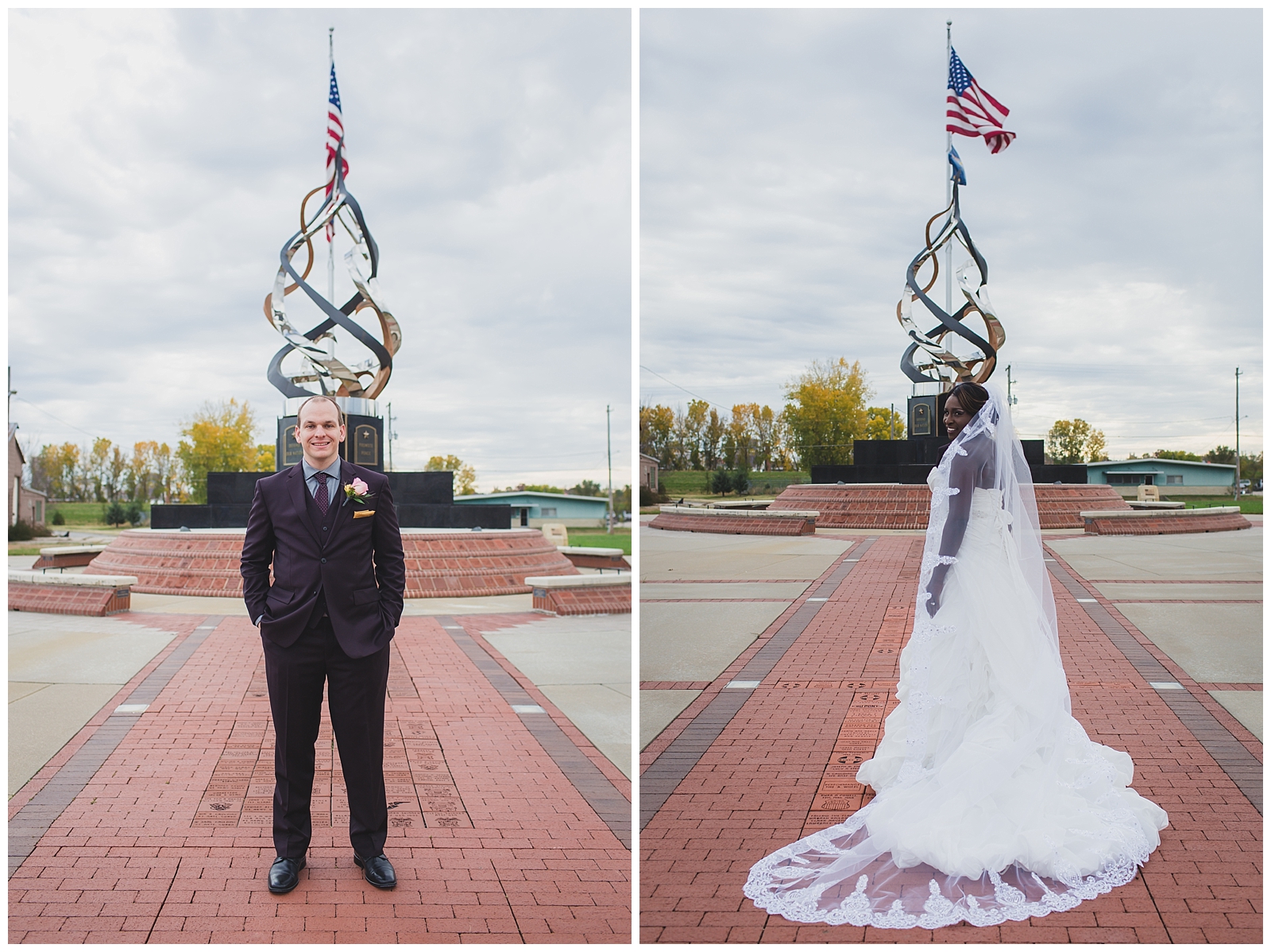 Wedding photography at the Great Overland Station in Topeka, Kansas, by Kansas City wedding photographers Wisdom-Watson Weddings.
