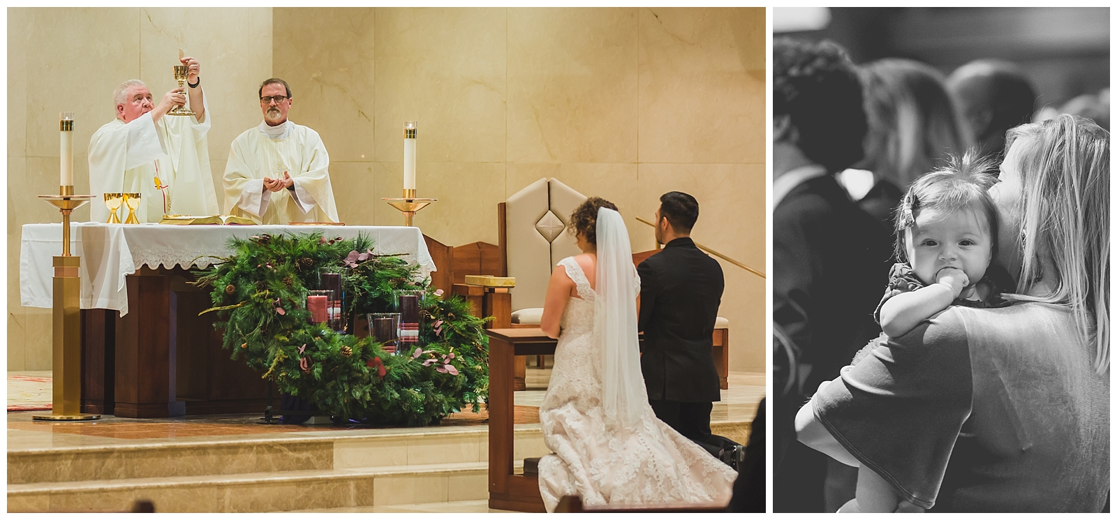 Wedding photography at Holy Spirit Catholic Church in Overland Park by Kansas City wedding photographers Wisdom-Watson Weddings.