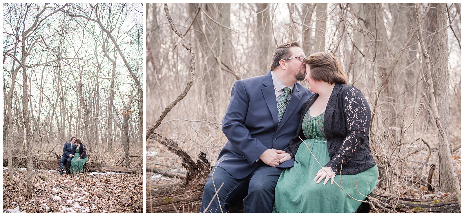 Engagement photography at Burr Oak Woods Conservation Area by Kansas City wedding photographers Wisdom-Watson Weddings.