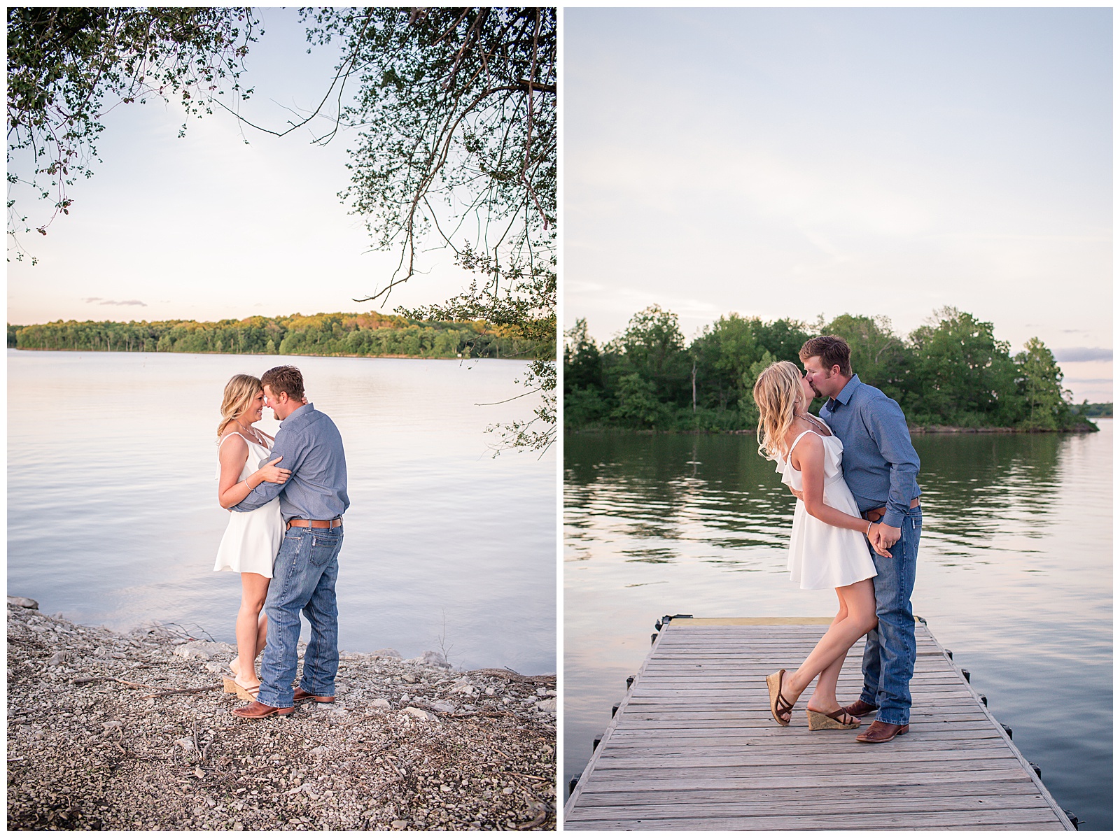Engagement photography at Smithville Lake by Kansas City wedding photographers Wisdom-Watson Weddings.