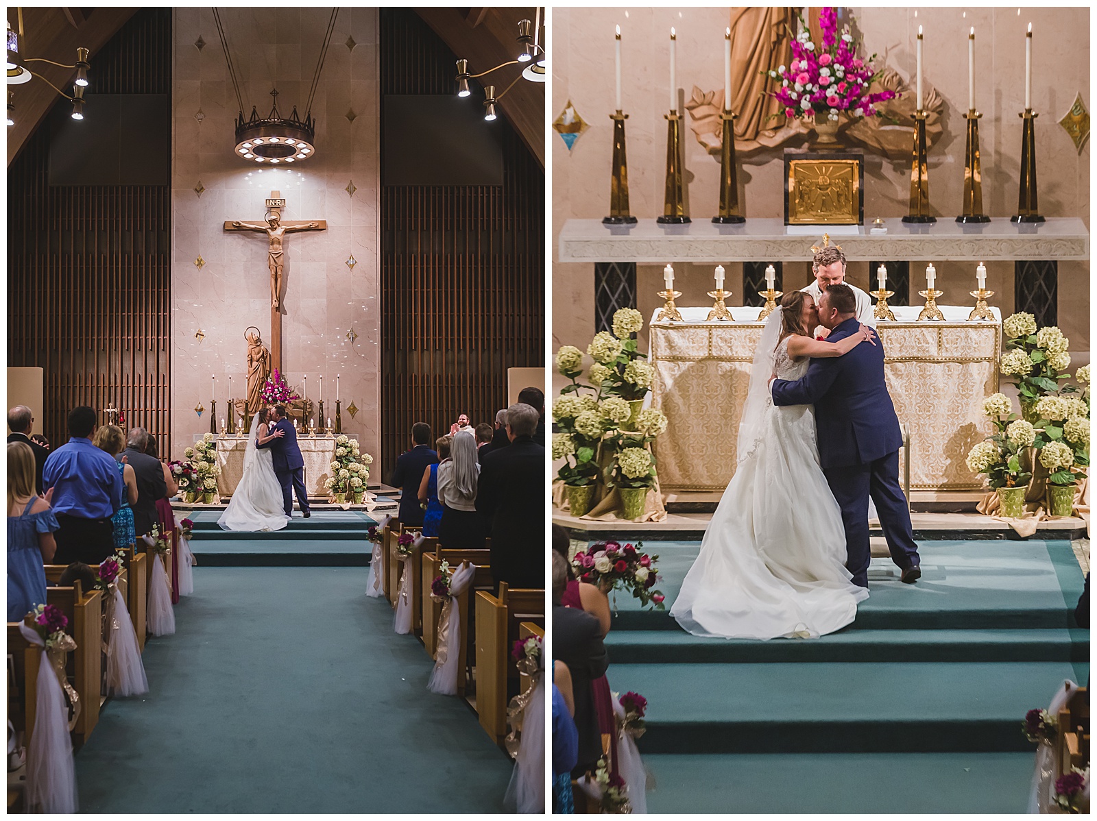 Wedding photography at Most Pure Heart of Mary Catholic Church in Topeka, Kansas, by Kansas City wedding photographers Wisdom-Watson Weddings.