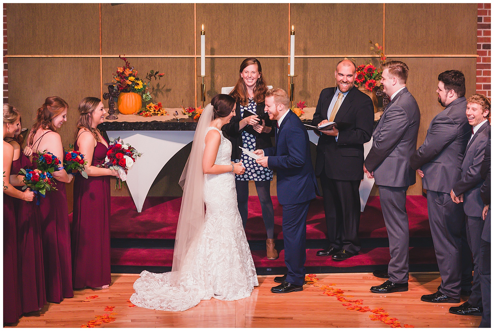 Wedding photography at Bonner Springs United Methodist Church by Kansas City wedding photographers Wisdom-Watson Weddings.