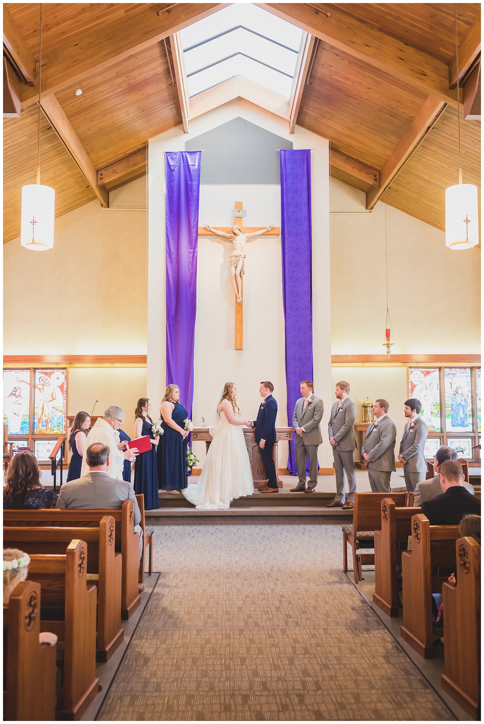 Wedding photography at Church of the Annunciation in Kearney, Missouri, by Kansas City wedding photographers Wisdom-Watson Weddings.
