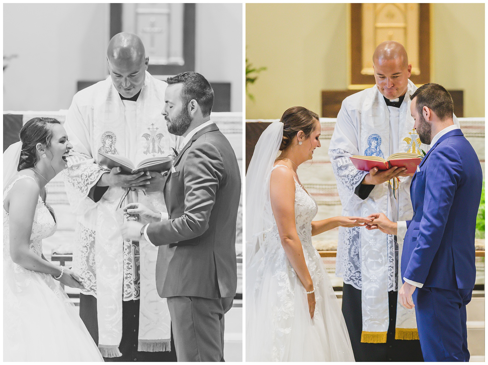 Wedding photography at St. Thomas More Catholic Church by Kansas City wedding photographers Wisdom-Watson Weddings.