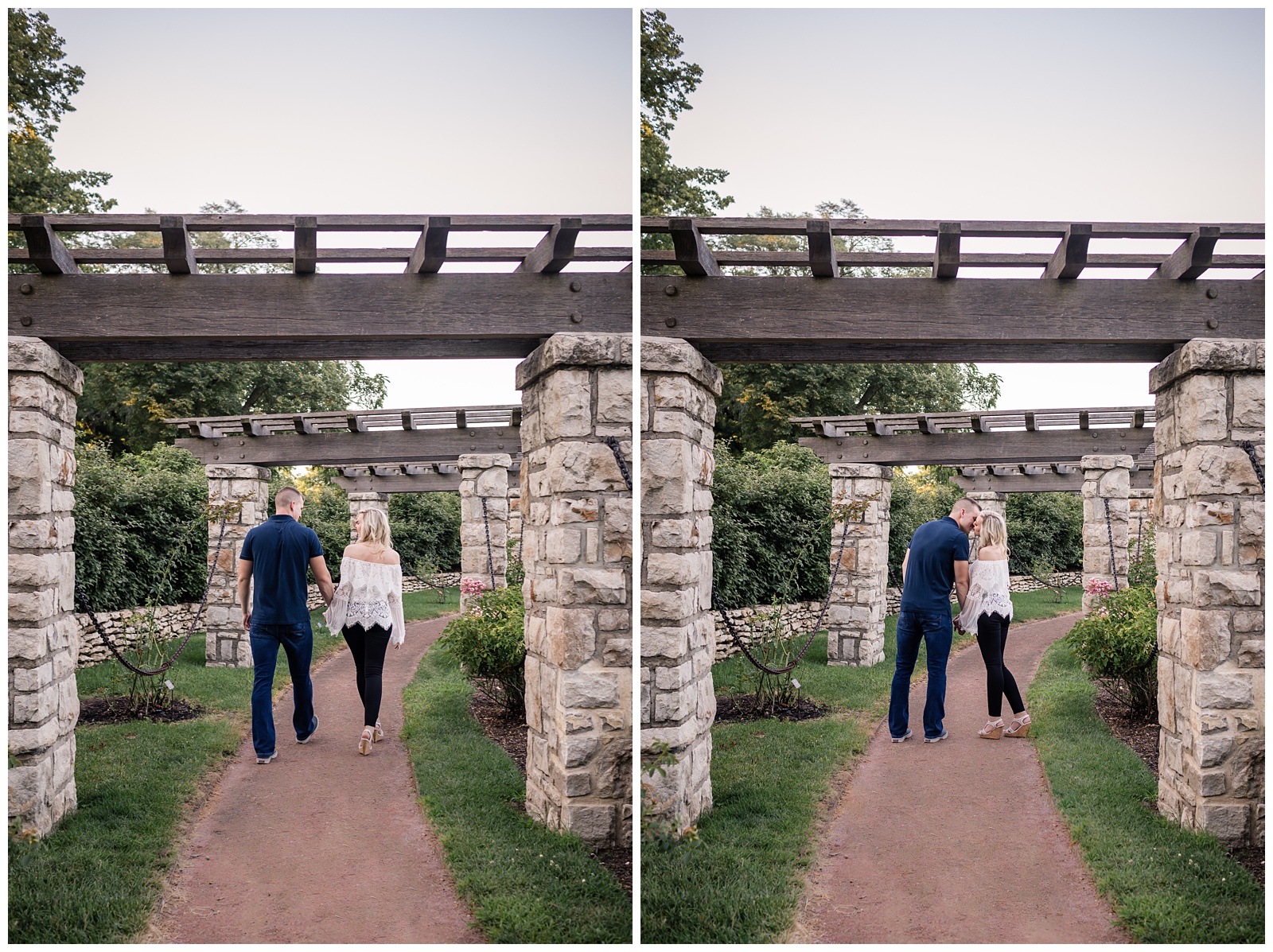 Engagement photography in Loose Park by Kansas City wedding photographers Wisdom-Watson Weddings.
