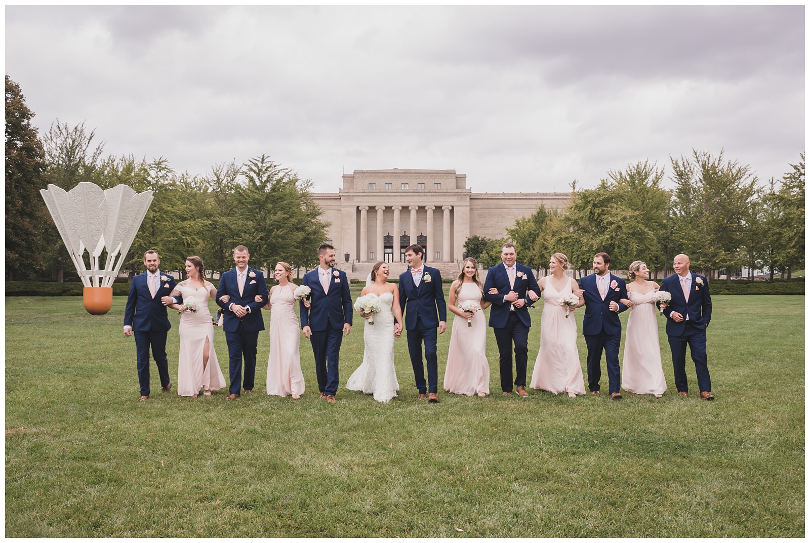 Wedding photography at the Nelson-Atkins Museum of Art by Kansas City wedding photographers Wisdom-Watson Weddings.