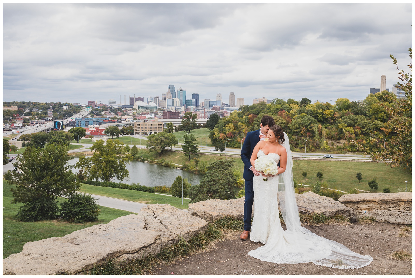 Wedding photography at Penn Valley Park by Kansas City wedding photographers Wisdom-Watson Weddings.