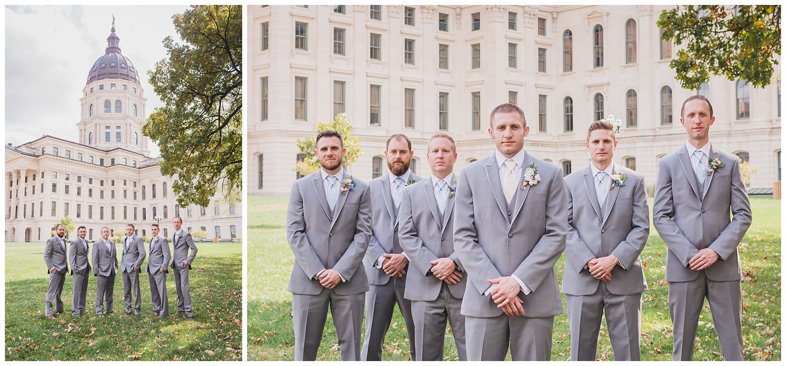 Wedding photography at the Kansas State Capitol in Topeka, Kansas, by Kansas City wedding photographers Wisdom-Watson Weddings.