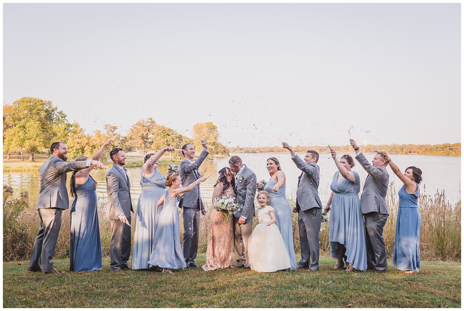 Wedding photography at Lake Shawnee in Topeka, Kansas, by Kansas City wedding photographers Wisdom-Watson Weddings.