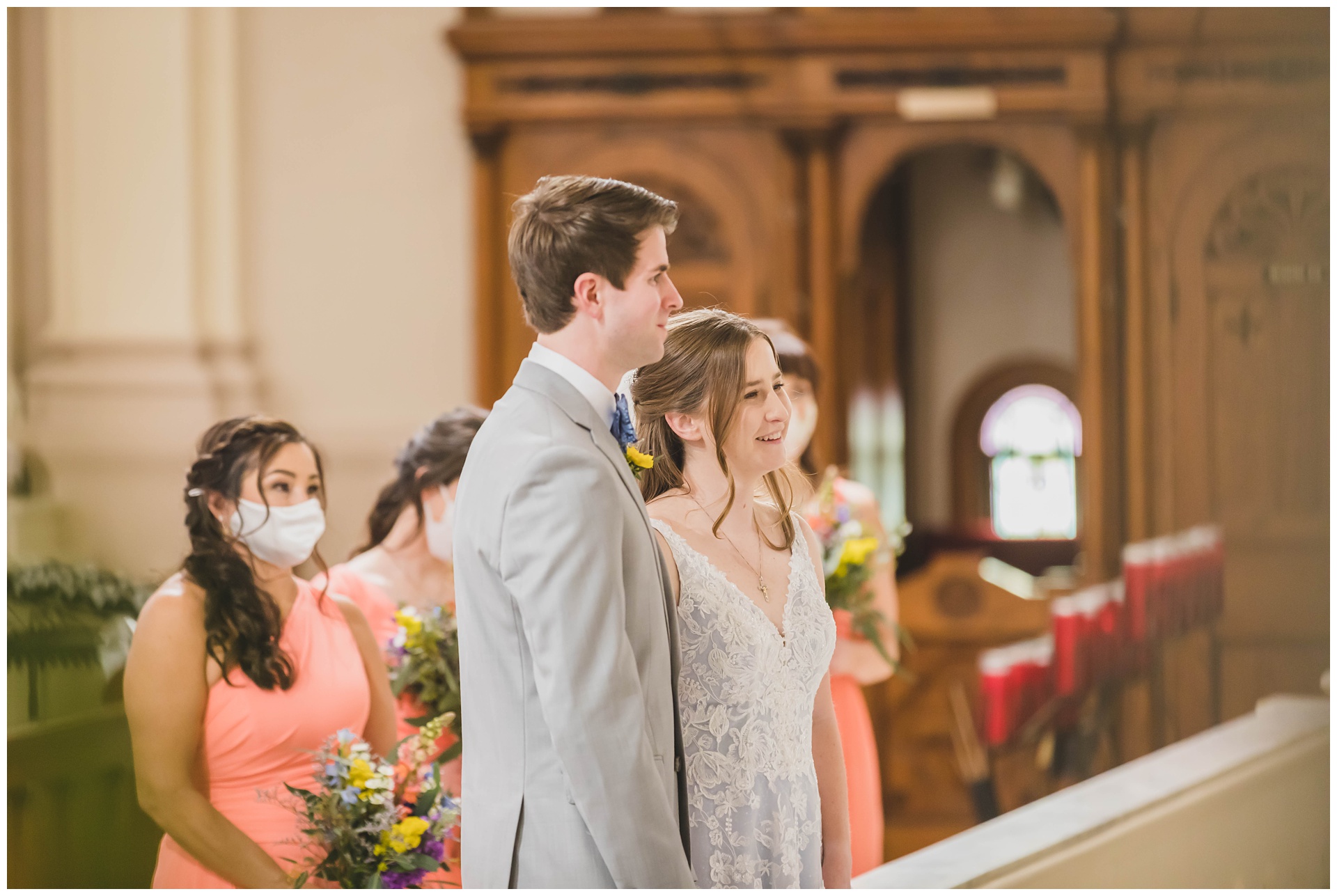 Wedding photography at Our Lady of Sorrows Catholic Church by Kansas City wedding photographers Wisdom-Watson Weddings.