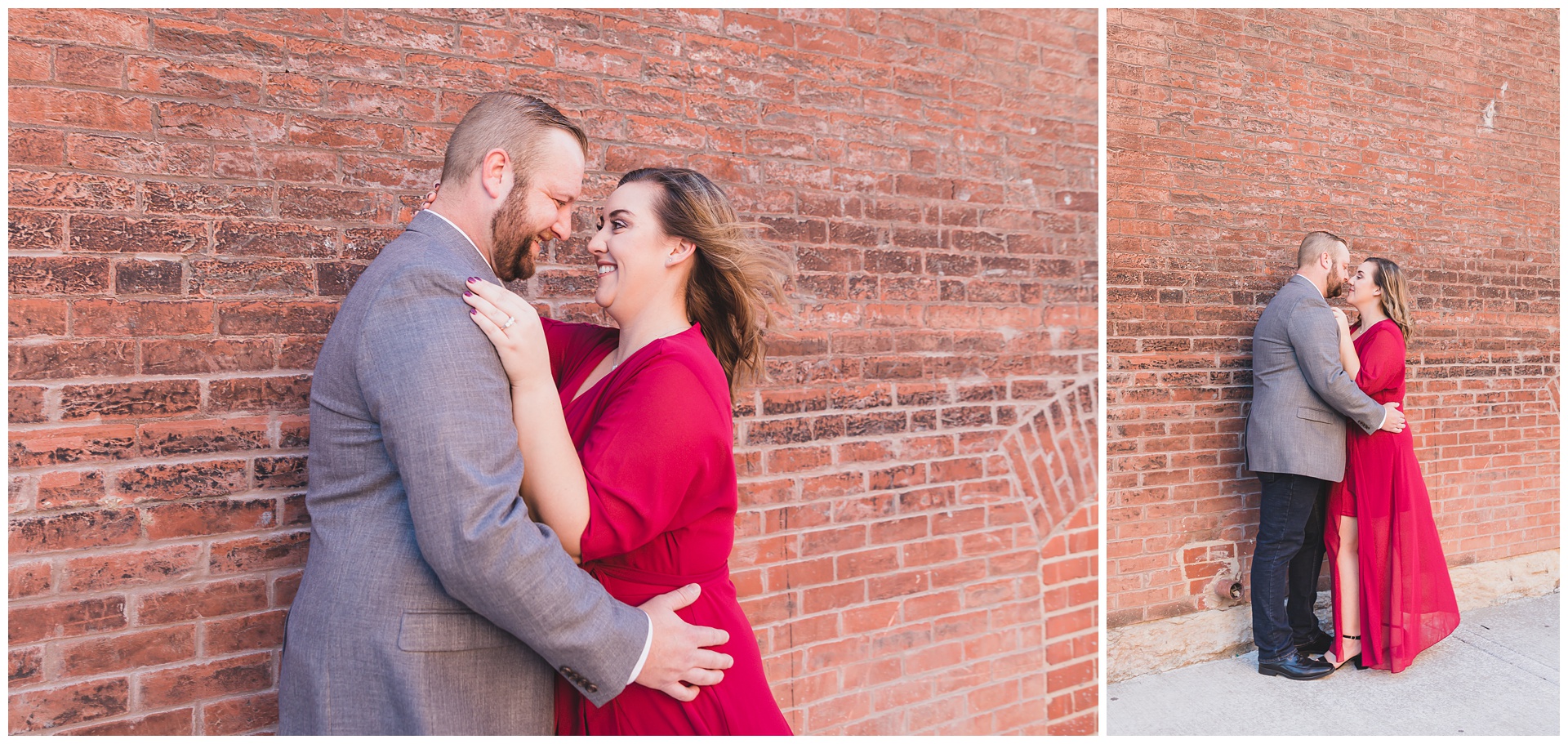 Engagement photography in the West Bottoms by Kansas City wedding photographers Wisdom-Watson Weddings.