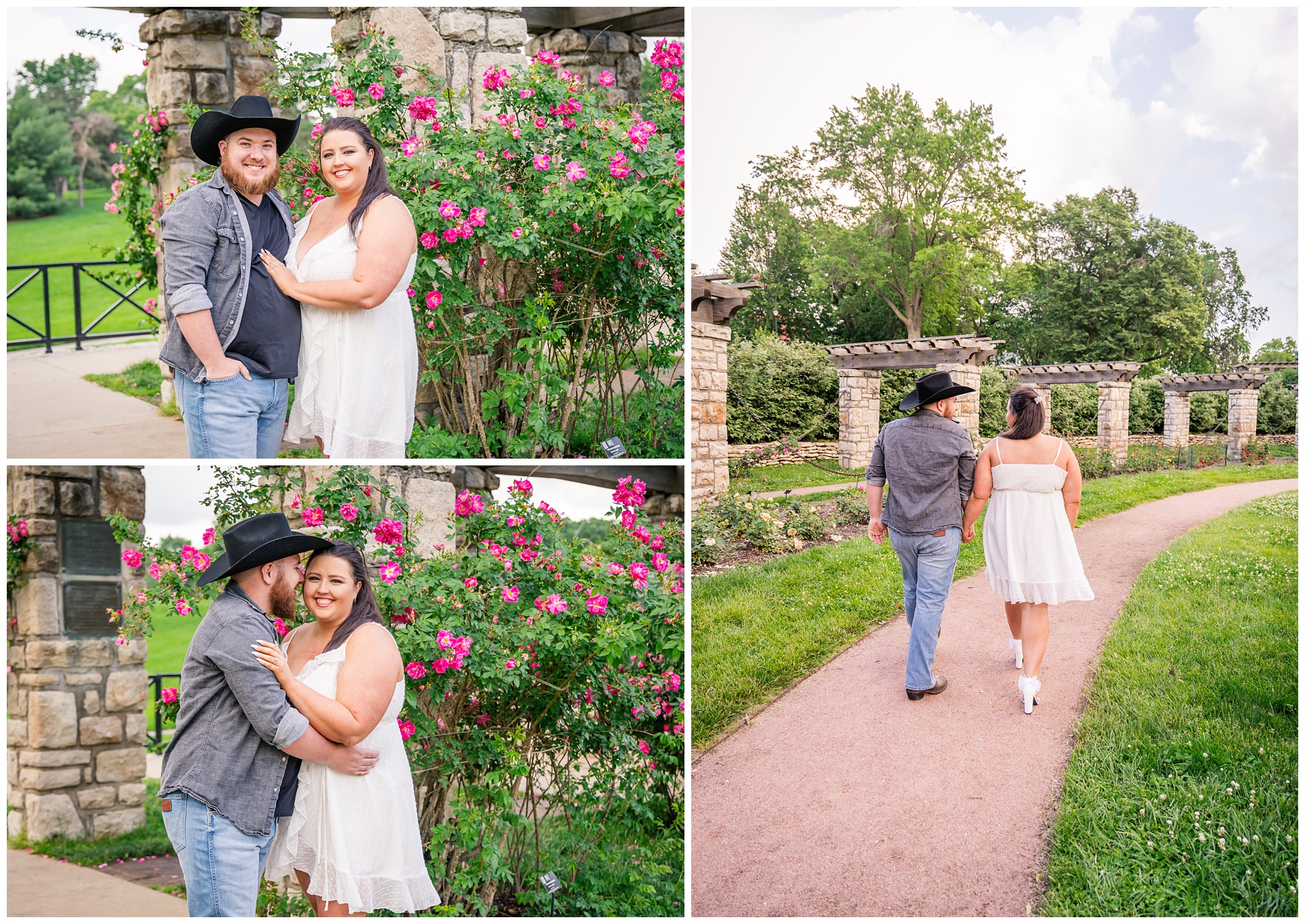 Engagement photography at Loose Park by Kansas City wedding photographers Wisdom-Watson Weddings.